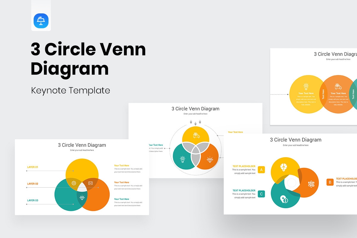 3 Circle Venn Diagram Keynote Template Nulivo Market