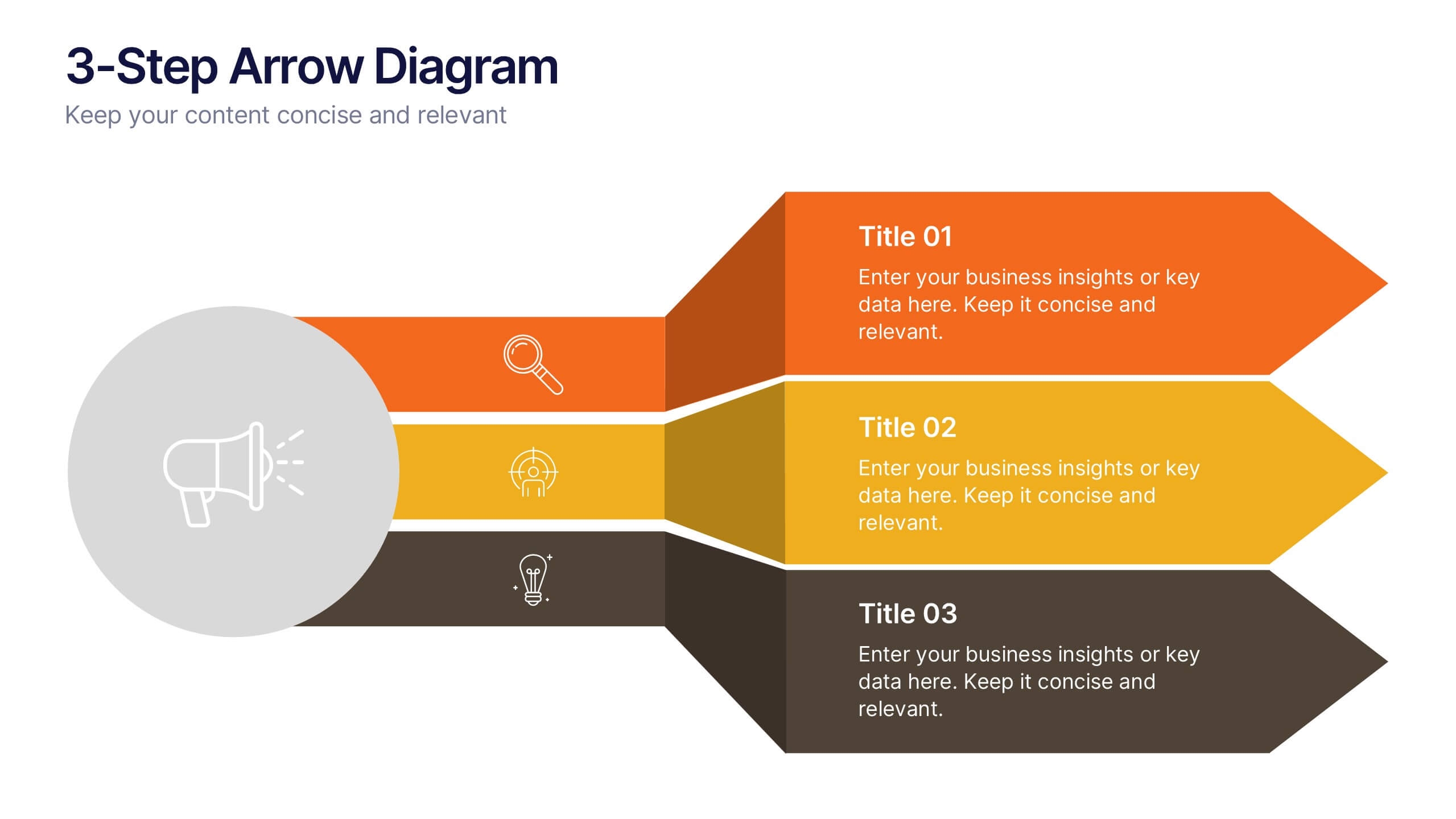 3 Step Arrow Diagram Powerpoint Template And Google Slides Theme
