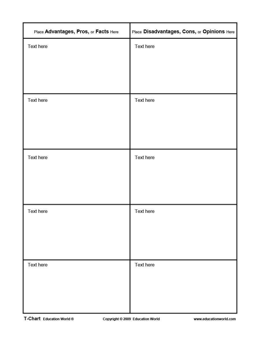 30 Printable T Chart Templates U0026 Examples TemplateArchive