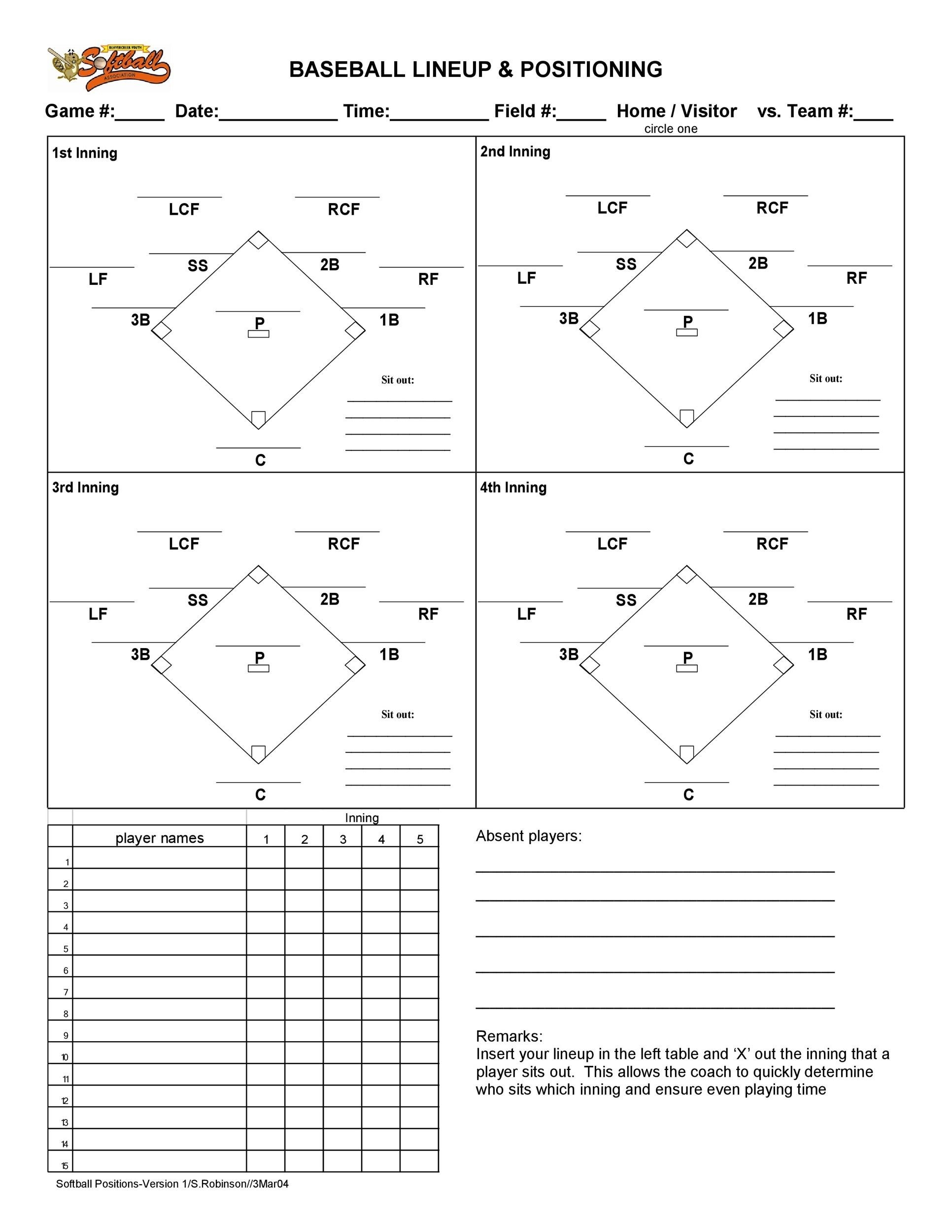 Baseball Field Diagram Template
