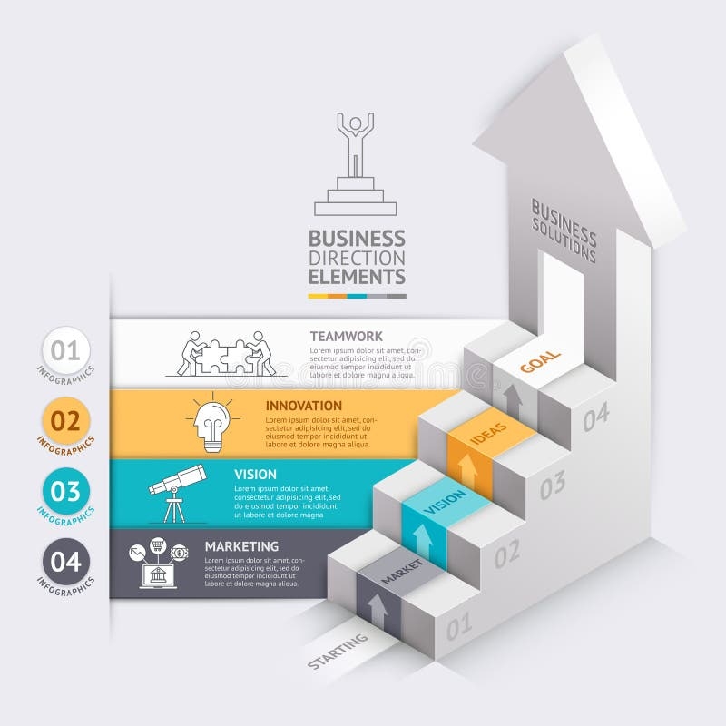 3d Business Arrows Staircase Diagram Template Stock Vector Illustration Of Graphic Finance 69842890