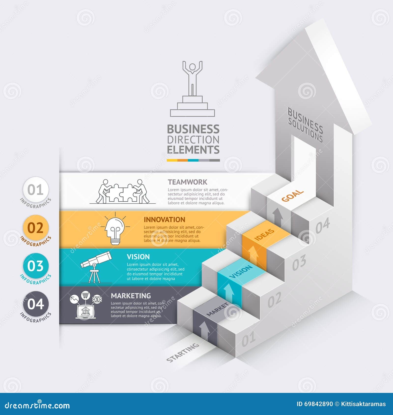 3d Business Arrows Staircase Diagram Template Stock Vector Illustration Of Graphic Finance 69842890