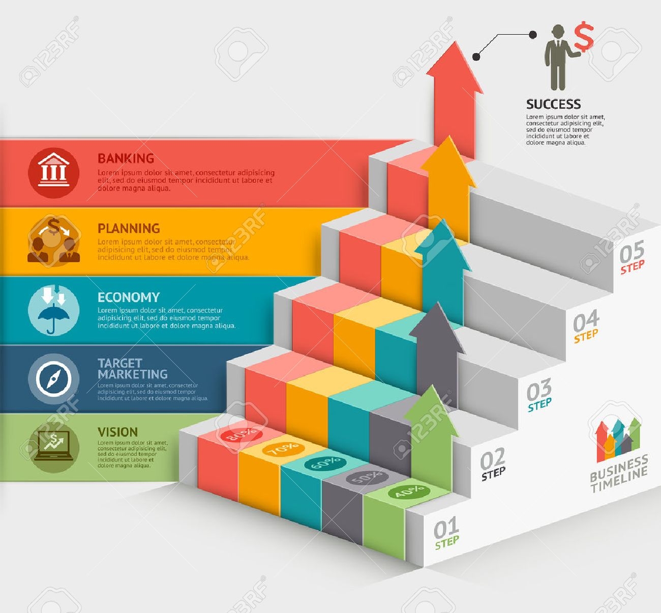 3d Business Staircase Diagram Template Vector Illustration Can Be Used For Workflow Layout Banner Number Options Step Up Options Web Design Infographics Timeline Template Royalty Free SVG Cliparts Vectors And Stock Illustration 