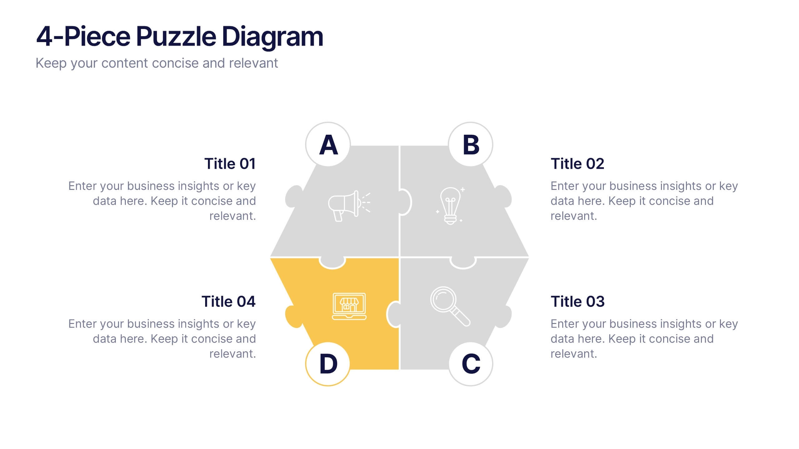 4 Piece Puzzle Diagram Powerpoint Template And Google Slides Theme