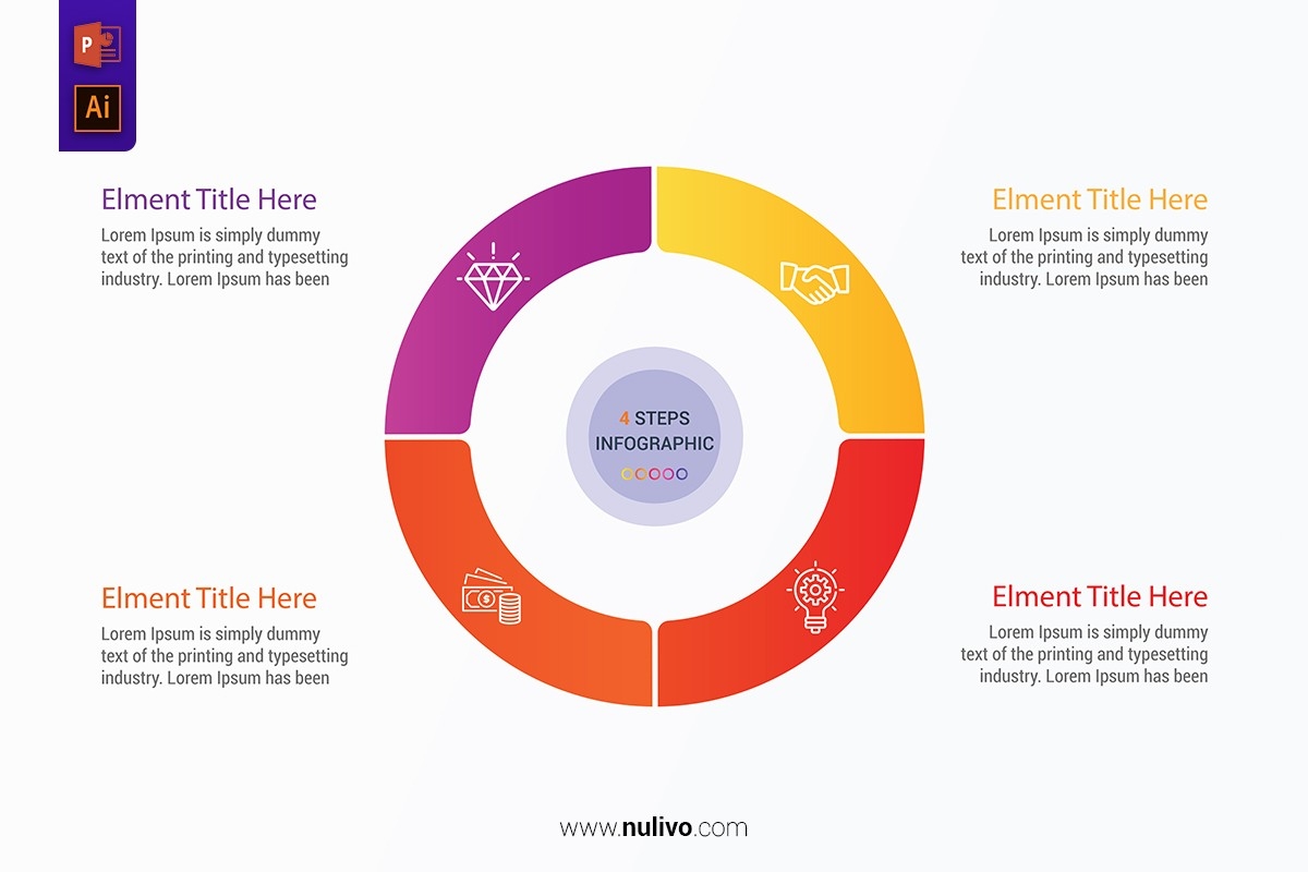 4 Step Circular Colorful Diagram PowerPoint Template Nulivo Market
