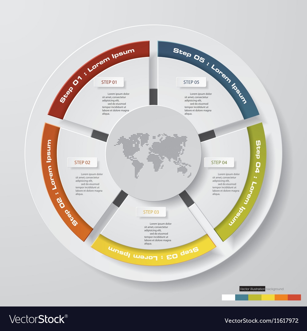 5 Steps Color Cycle Template Royalty Free Vector Image
