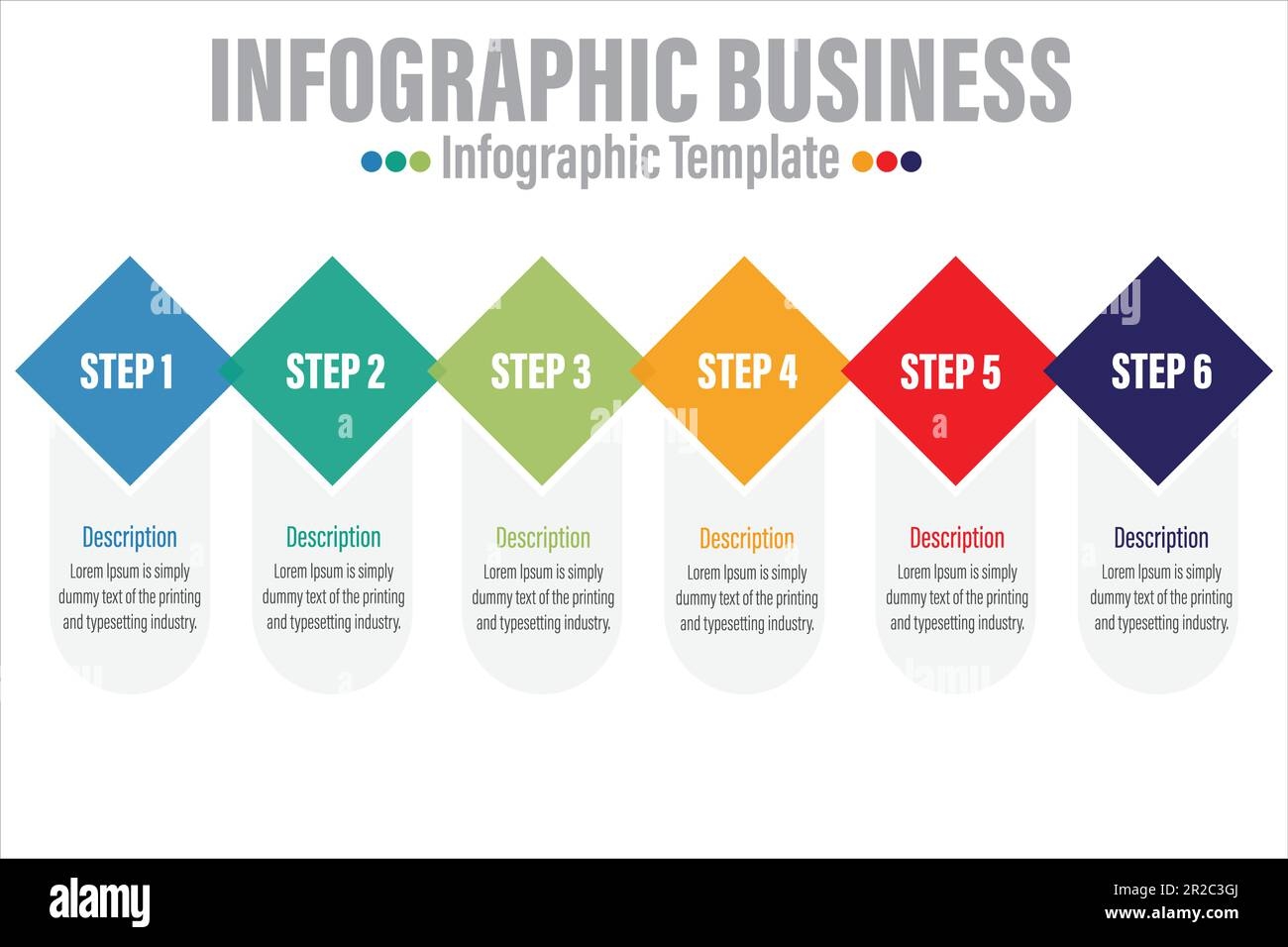 6 Steps And Six 6 Option Business Data Process Chart Diagram With 