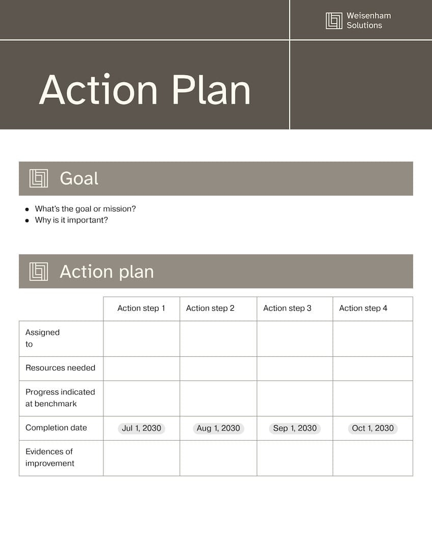 Action Plan Diagram Template