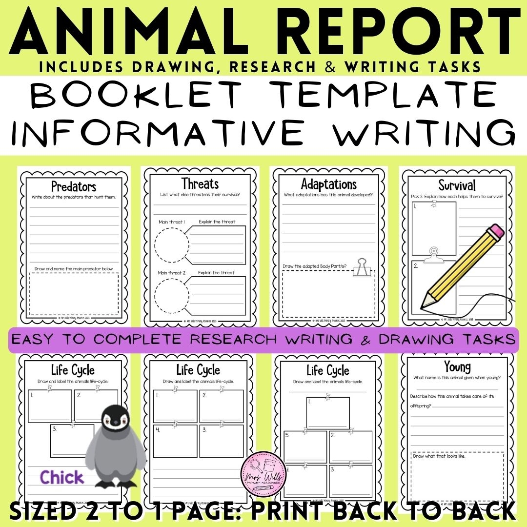 Animal Research Project Booklet Information Report Template Worksheet Activity Made By Teachers