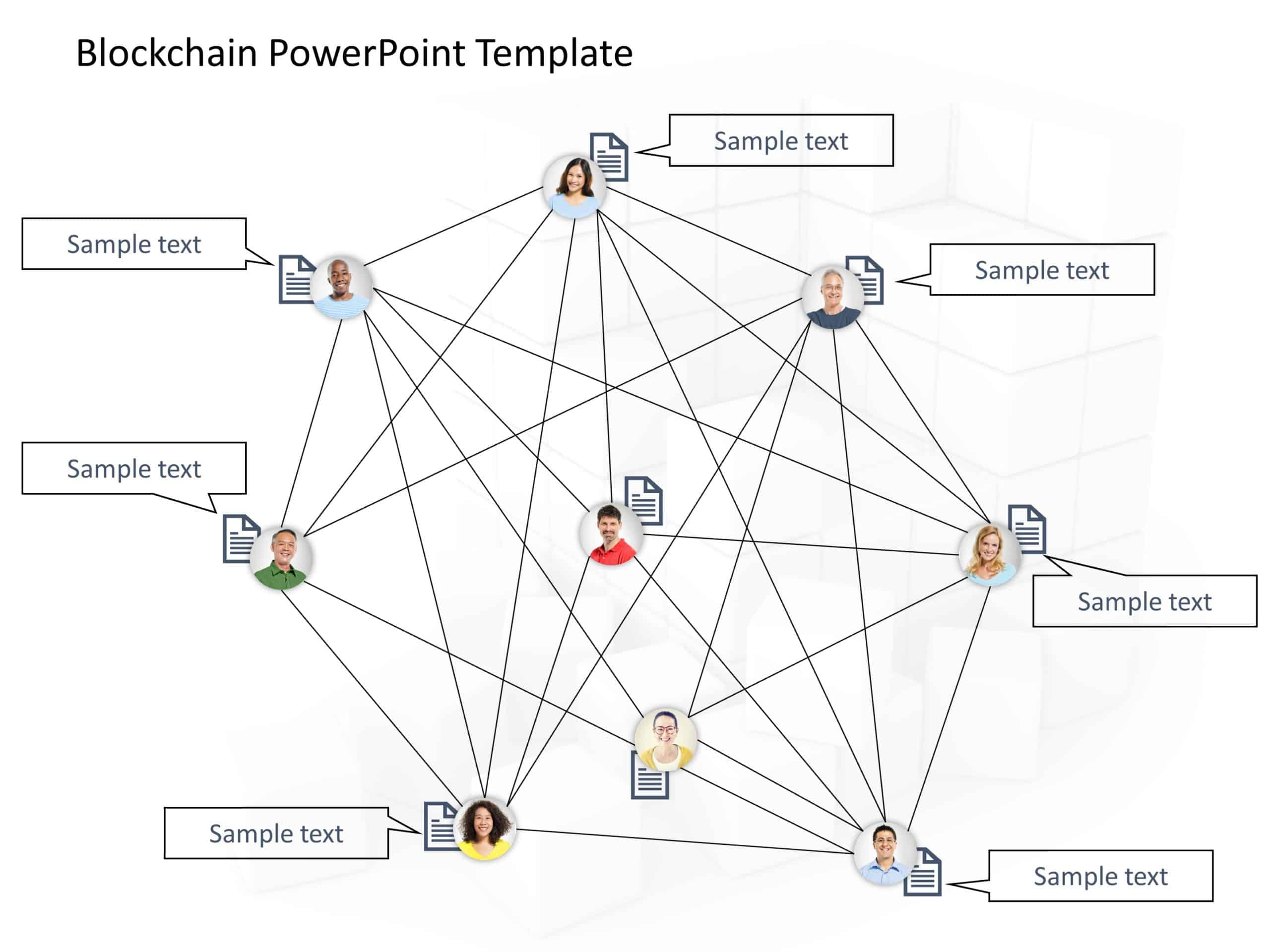 Blockchain Communication Web Diagram In Light Gray Presentation Template
