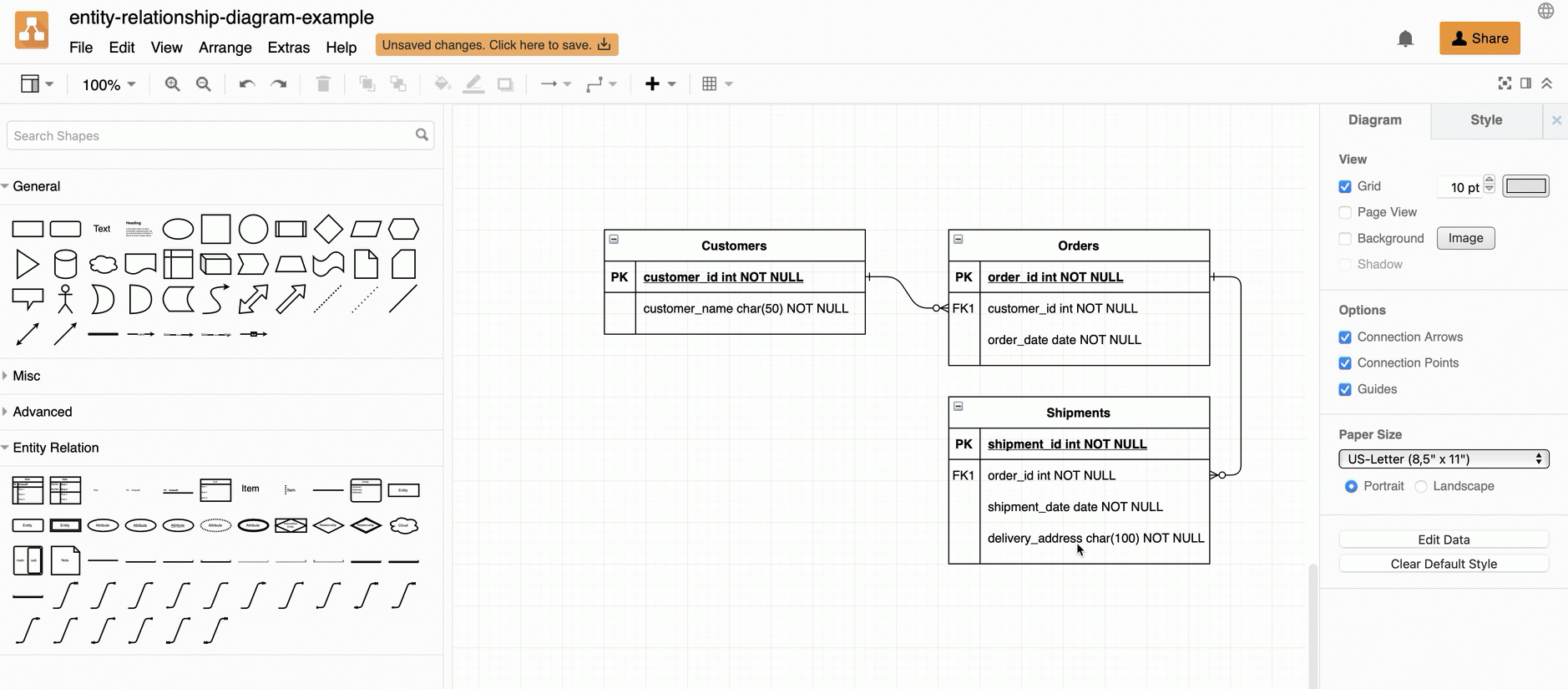 Blog Work With Entity Relationship Table Shapes In Draw io