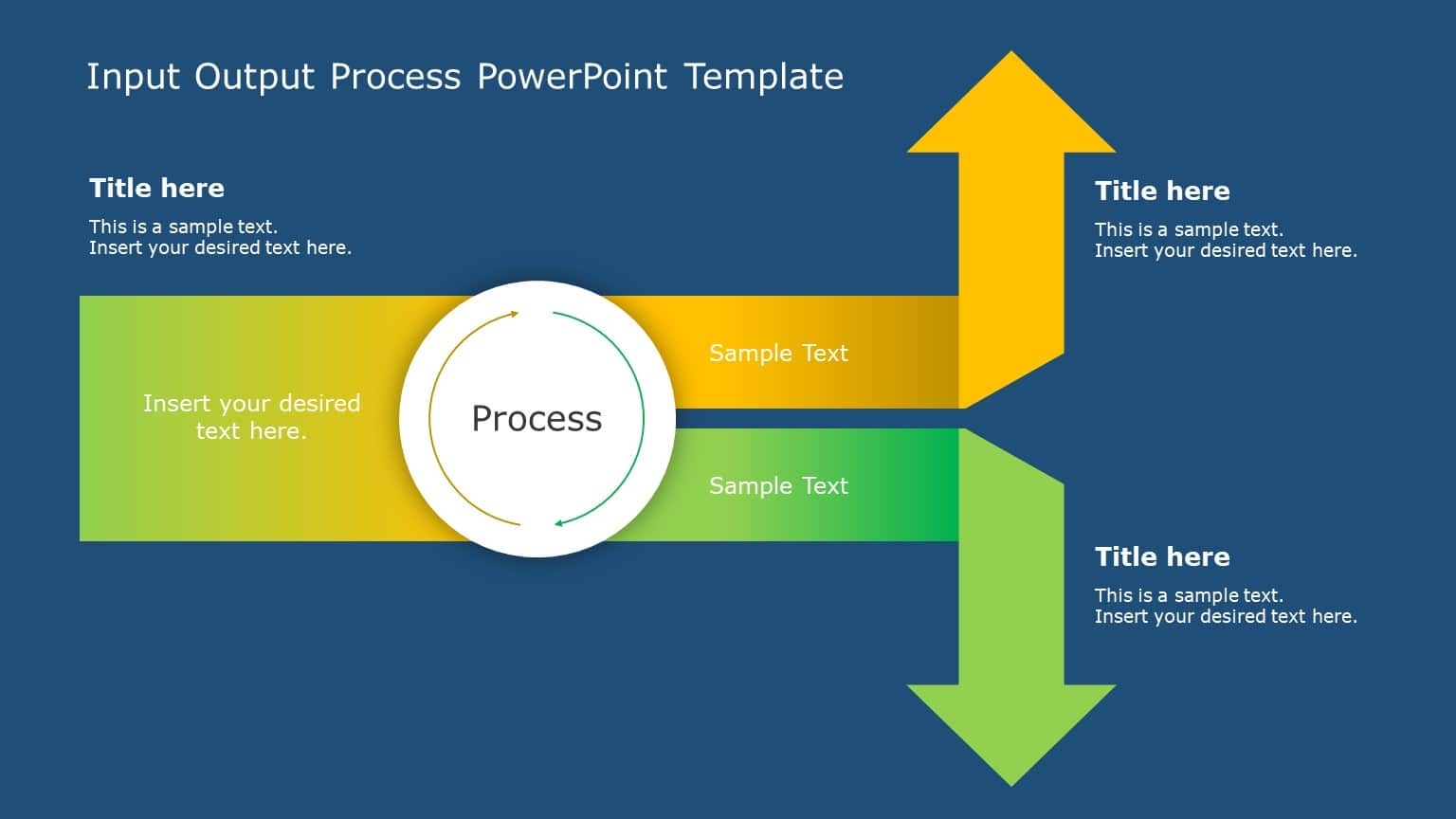 Blue And Green Input Output Process Arrows Diagram Slide Template