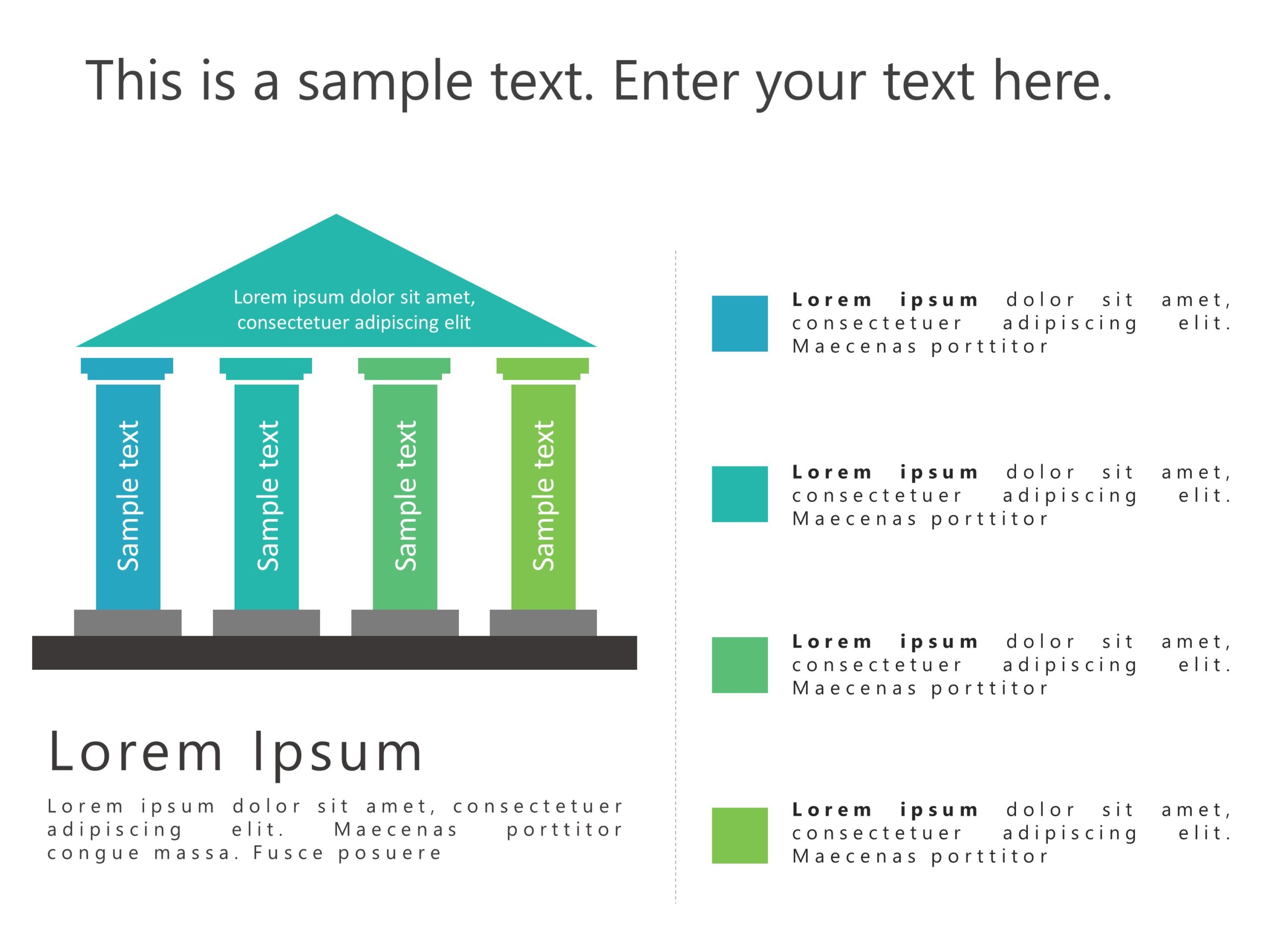 Blue And Green Pillar Diagram For Business Strategy Powerpoint 