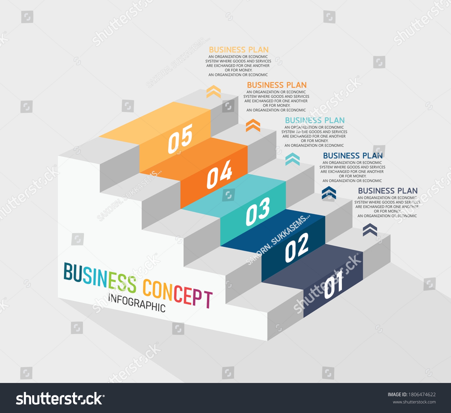 Business Ladder Diagram Template 3d Illustration Stock Vector