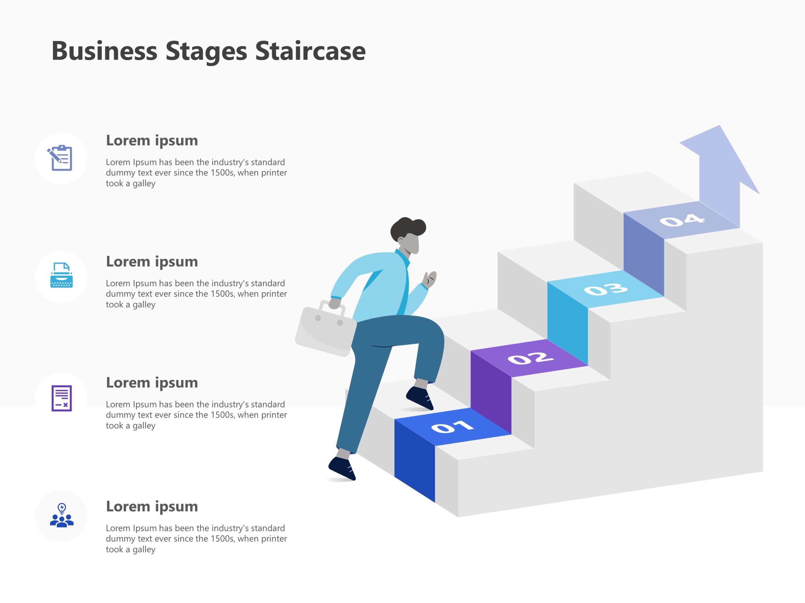 Business Stages Gradient Staircase Slide Template