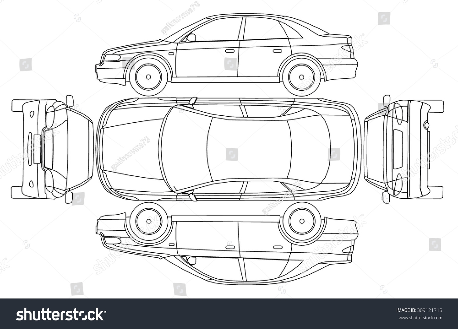 Car Line Draw Insurance Rent Damage Stock Vector Royalty Free 