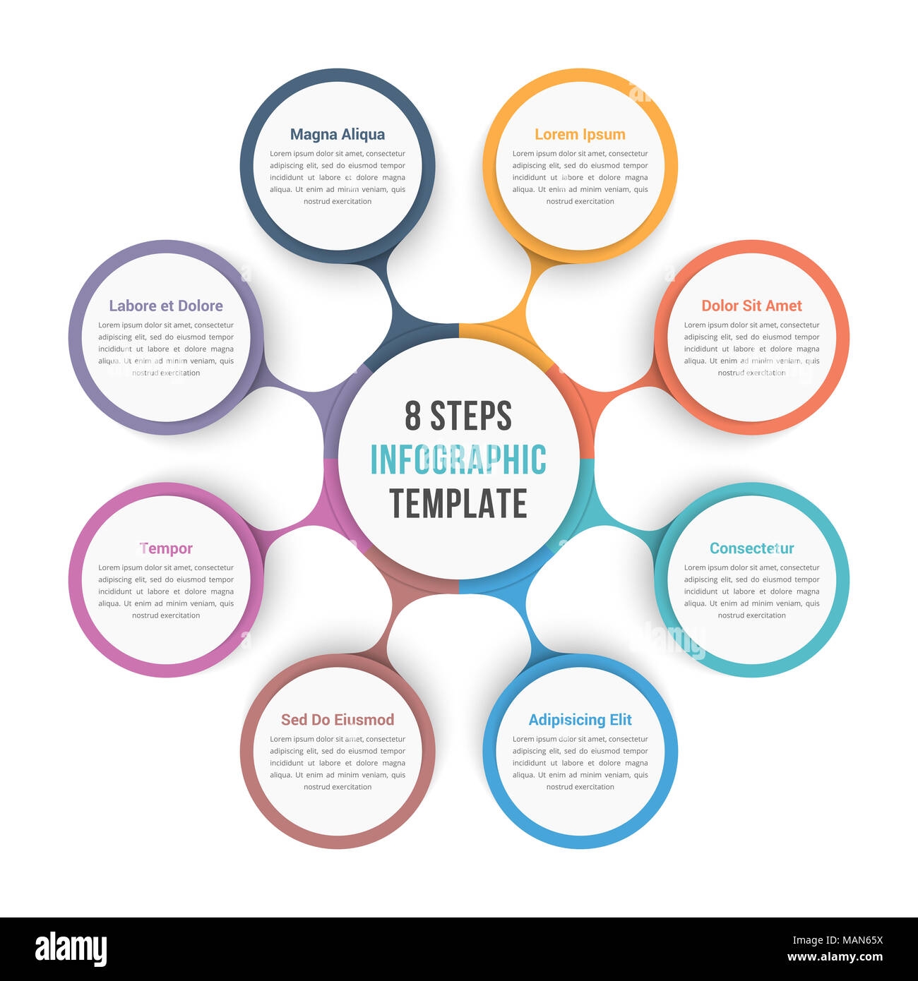 Circle Diagram Infographic Template With Eight Steps Or Options
