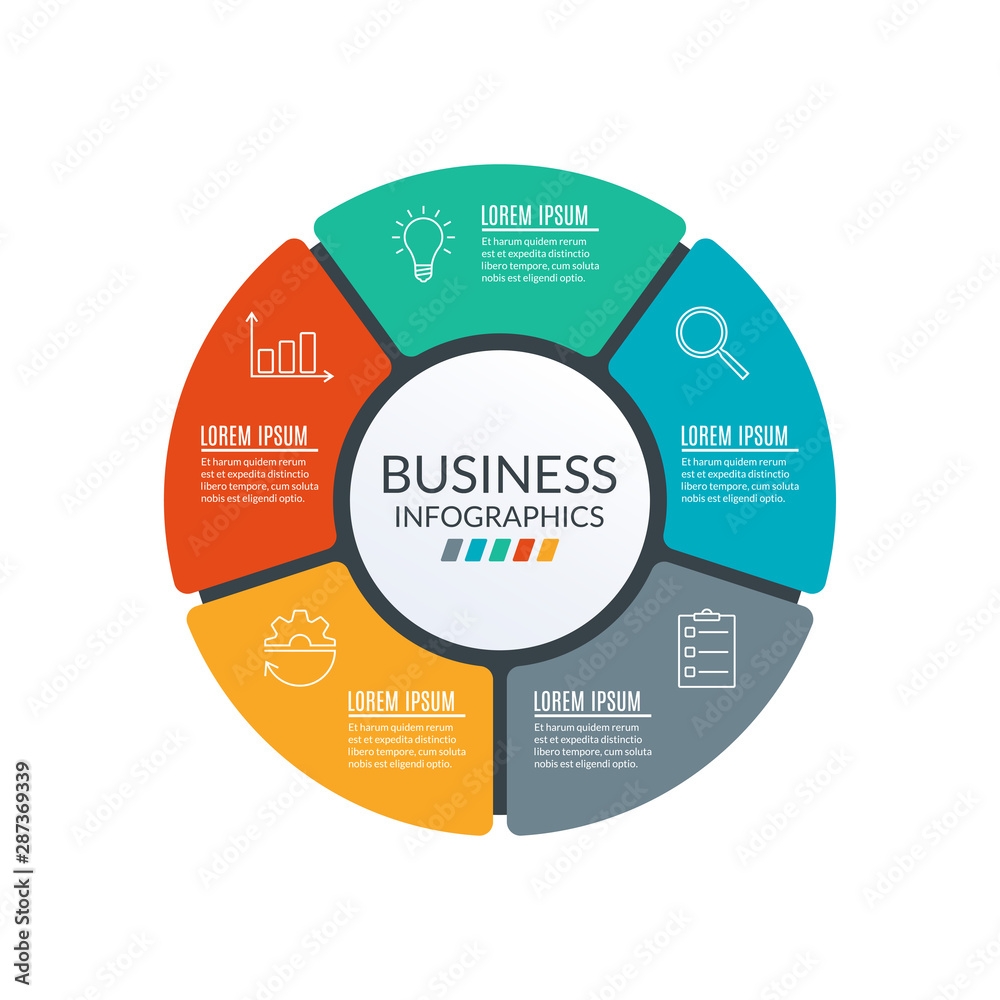 Circle Infographic Template Diagram With 5 Elements Or Steps 