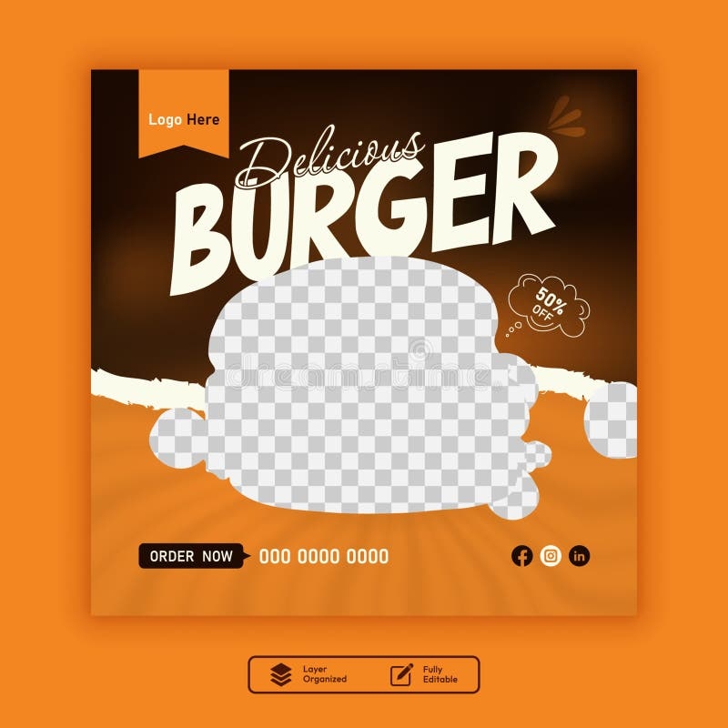 Delicious Burger And Food Menu Social Media Post Or Banner Template Stock Vector Illustration Of Fast Diagram 378965663