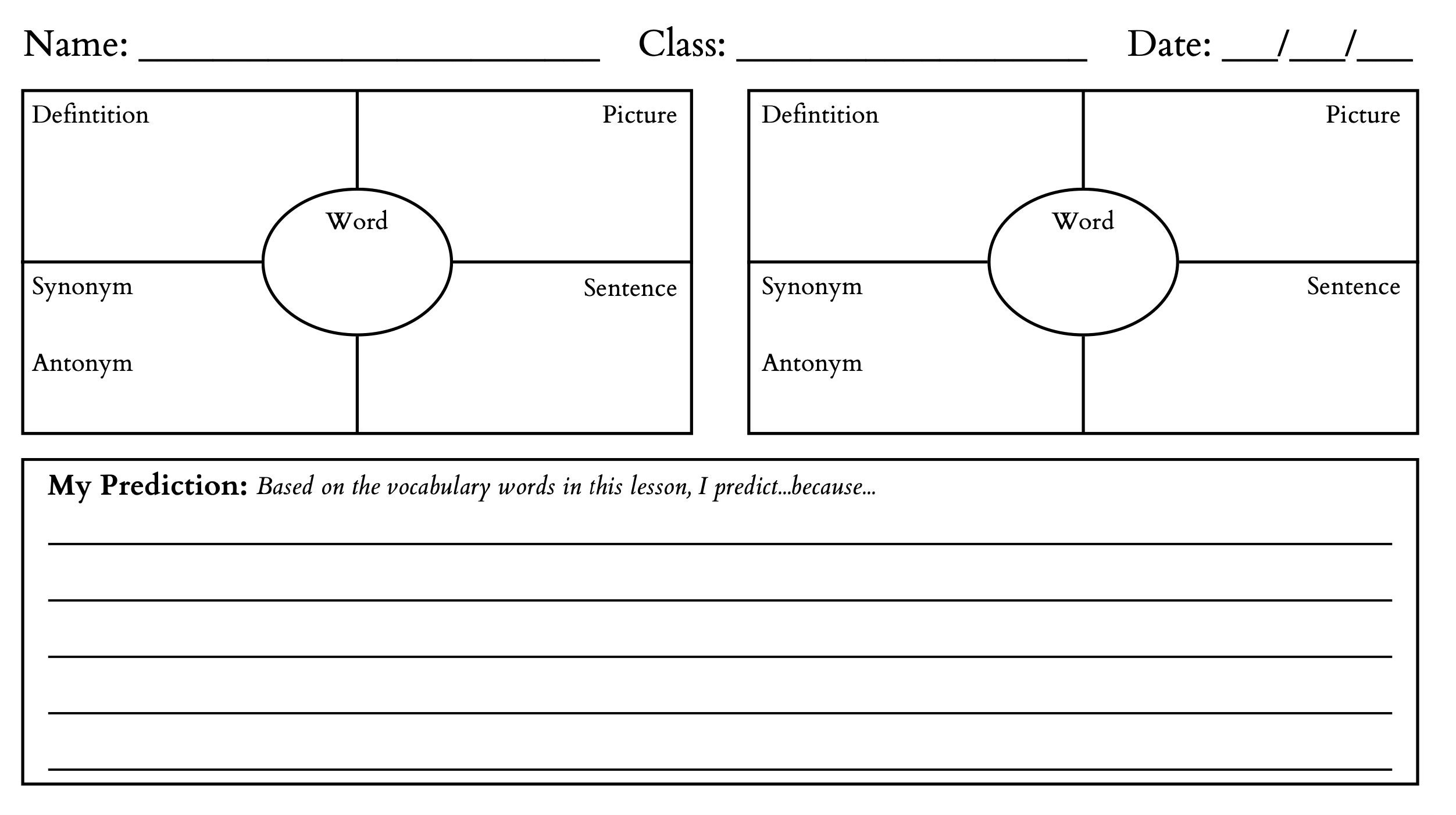 Vocabulary Diagram Template
