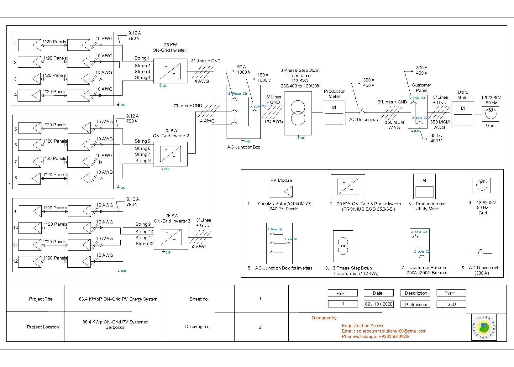 Draw Schematic And Single Line Diagram Of Solar Pv System By 