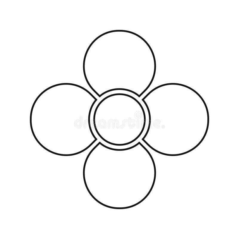 Flower Diagram With 4 Petals Floral Pie Chart Divided On Equal For Segments In Leaf Shapes Isolated On White Background Stock Vector Illustration Of Outline Round 359019589