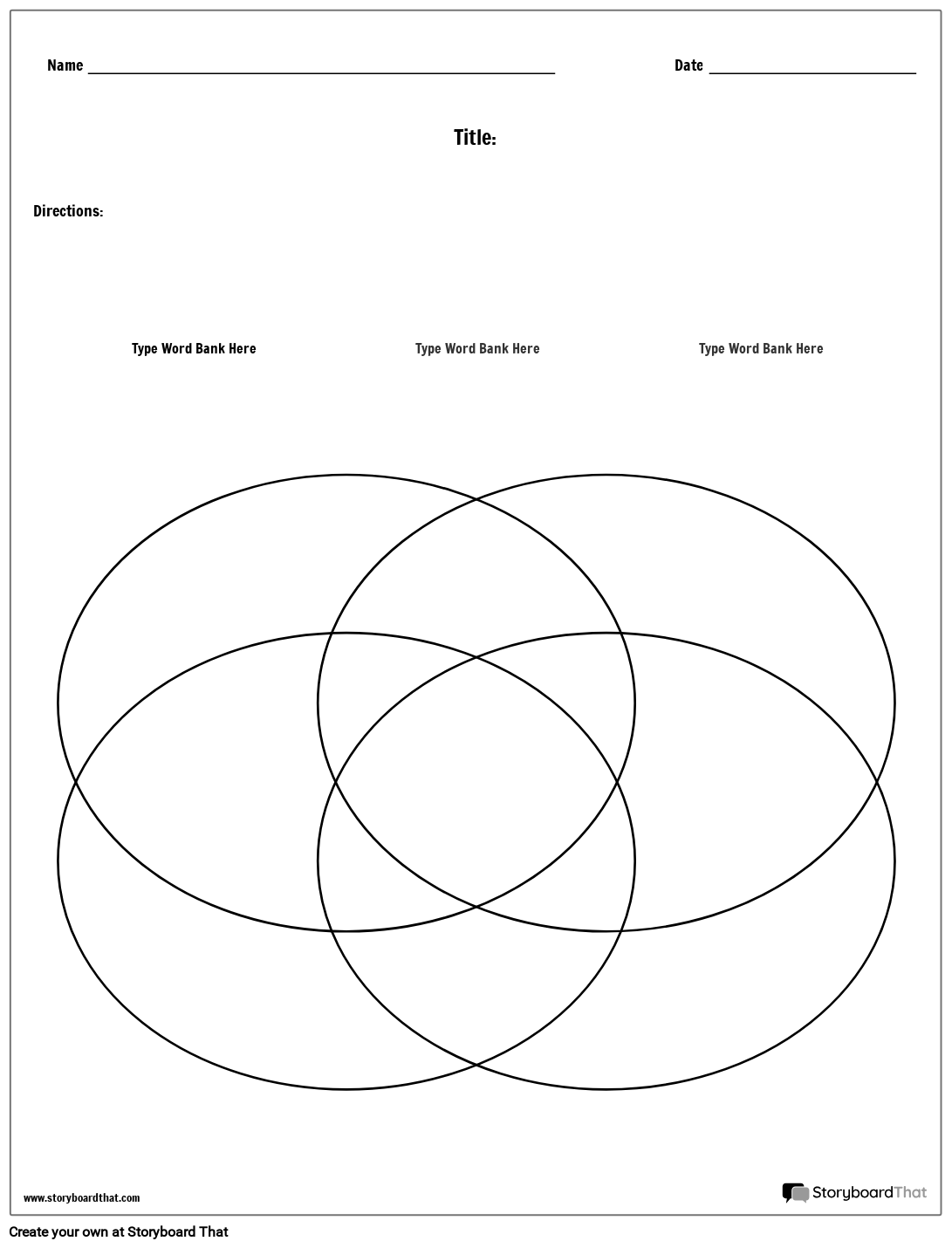 Four Circle Venn Diagram Worksheet Storyboard By Worksheet templates