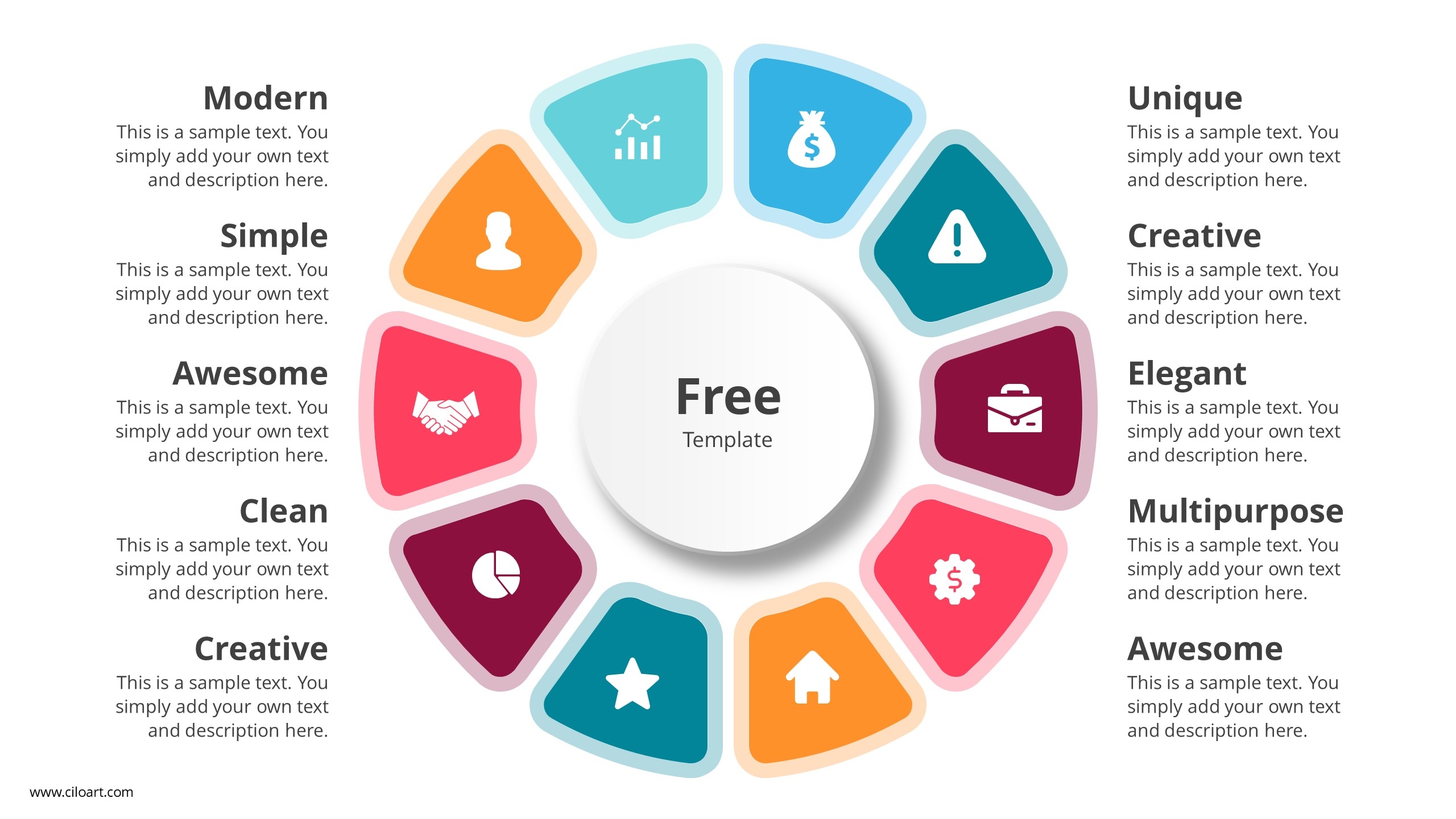 Free 10 Step Circles Diagram PowerPoint Templates Design CiloArt
