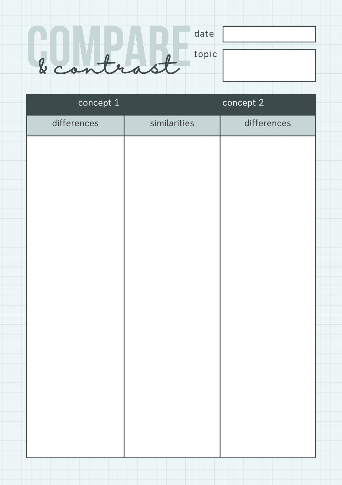Free And Customizable Compare And Contrast Templates Canva