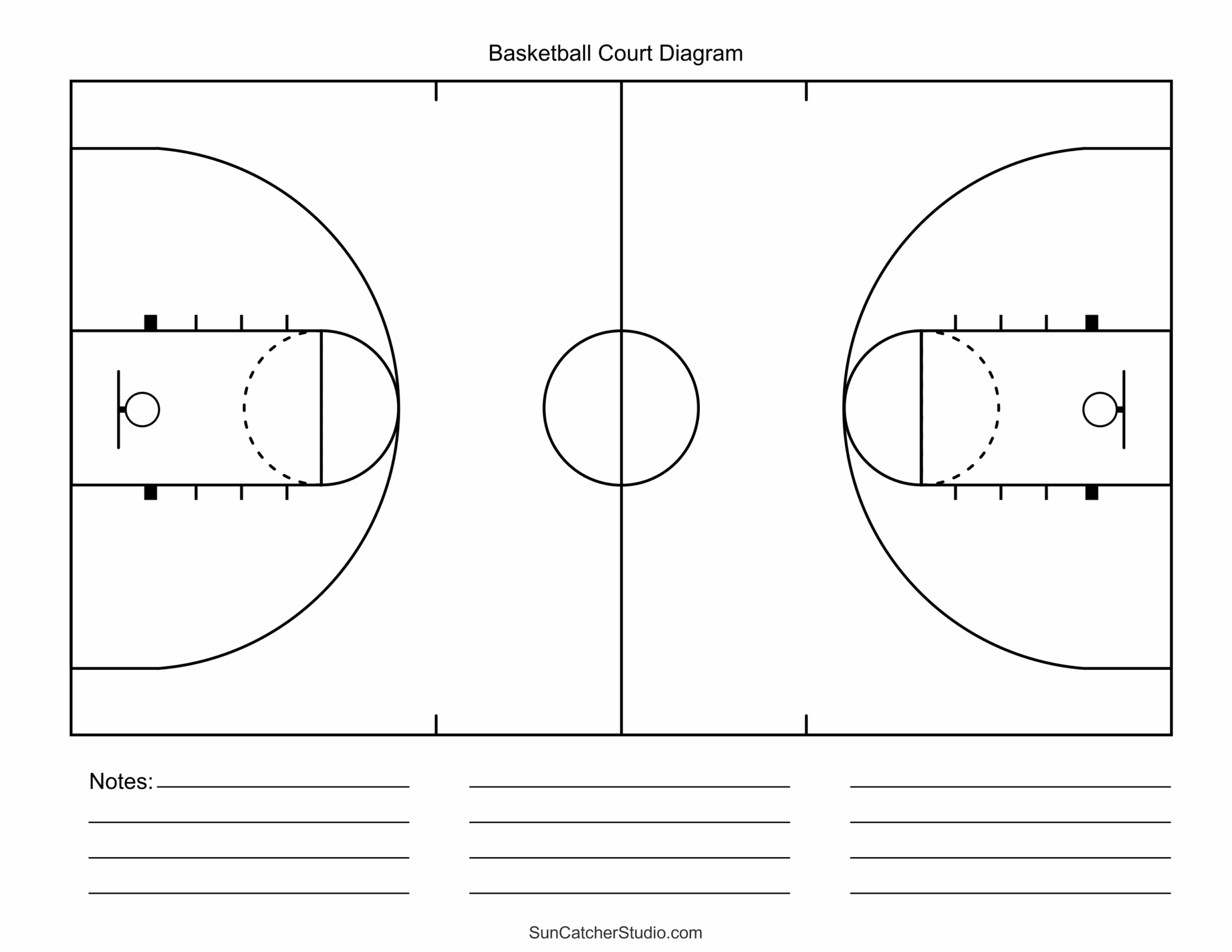 Free Printable Basketball Court Diagrams U0026 Layout Free 