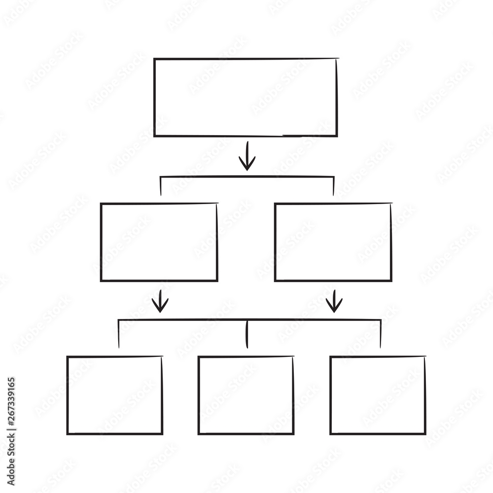 Hand Drawn Hierarchy Chart Diagram Template White Background 