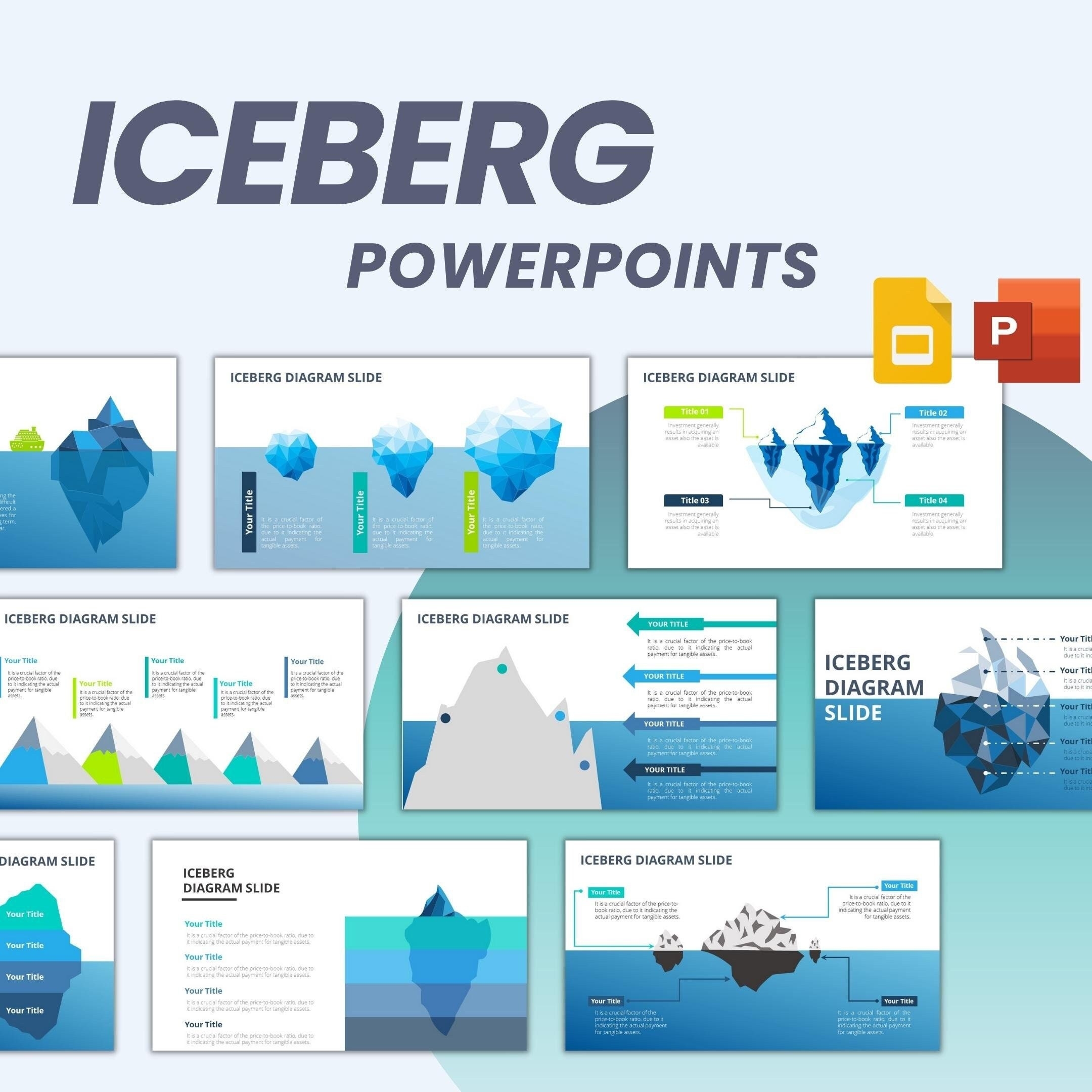 Iceberg Charts Powerpoint Fully Editable Templates Iceberg 