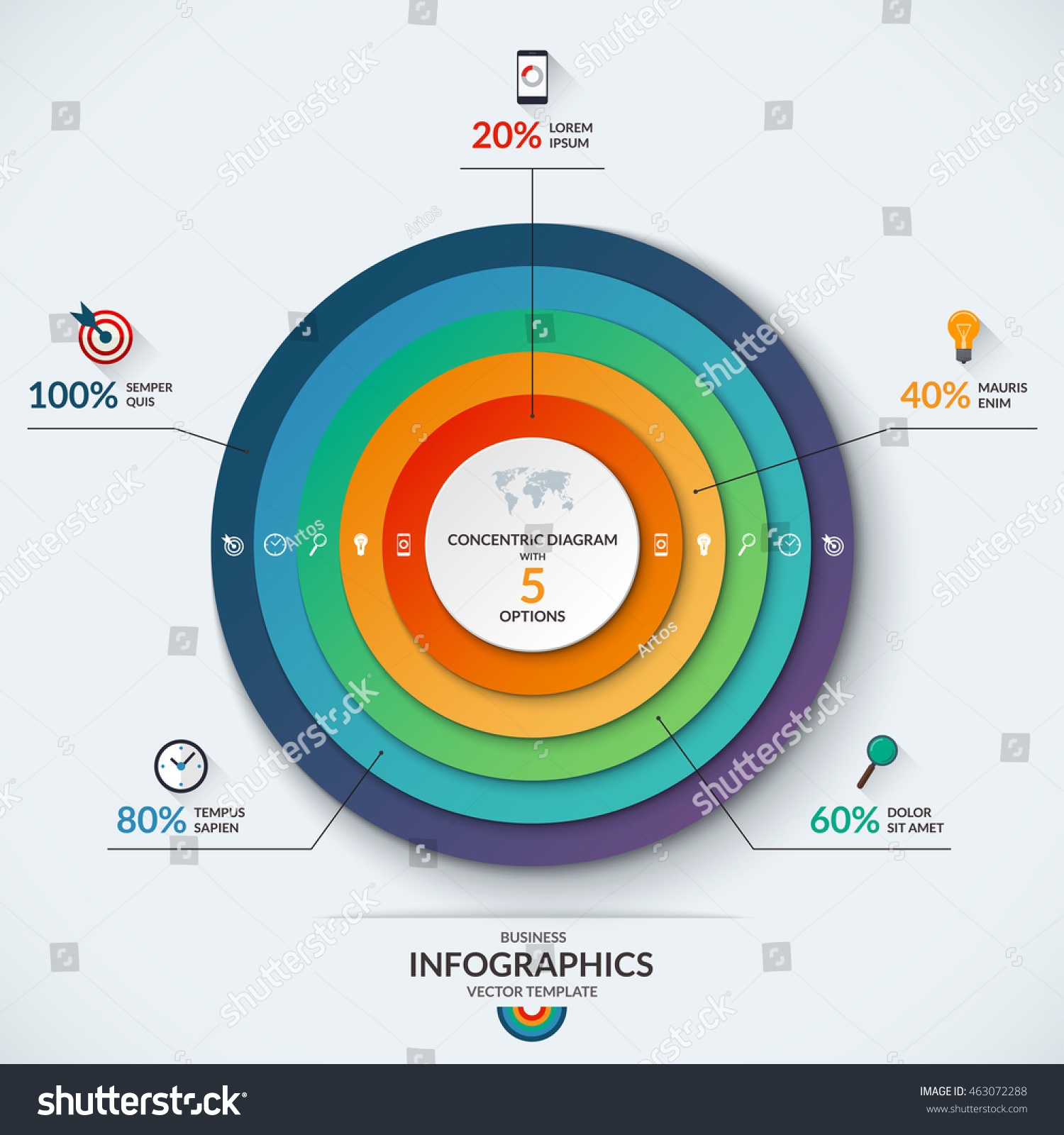 Infographic Diagram Template Concentric Circles Vector Stock Vector Royalty Free 463072288 Shutterstock