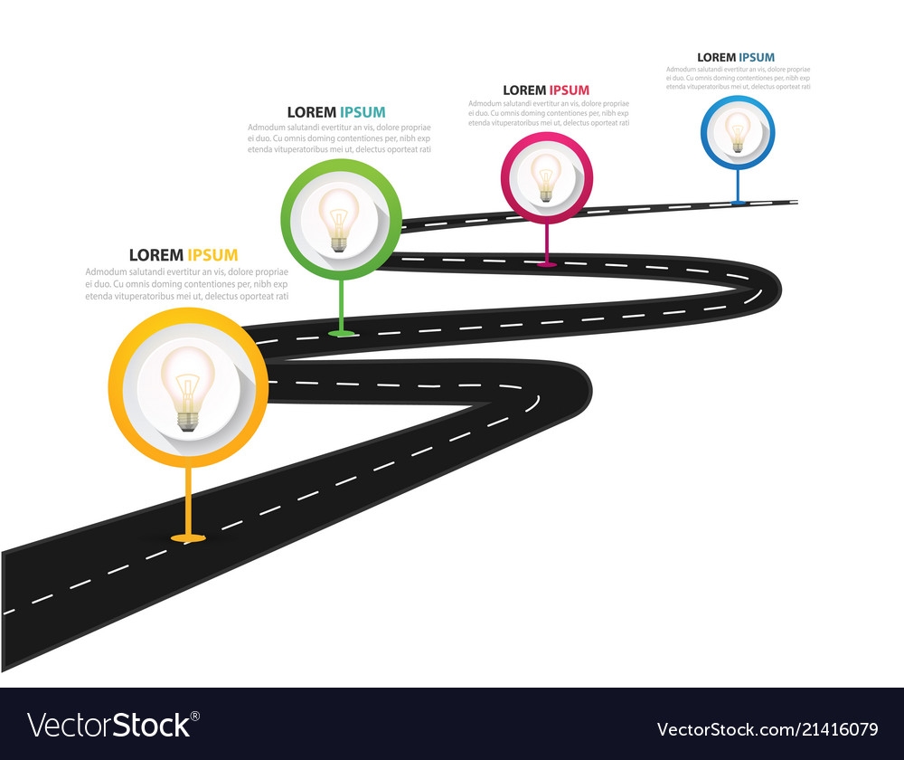 Infographic Street Road Map Four Template I Vector Image