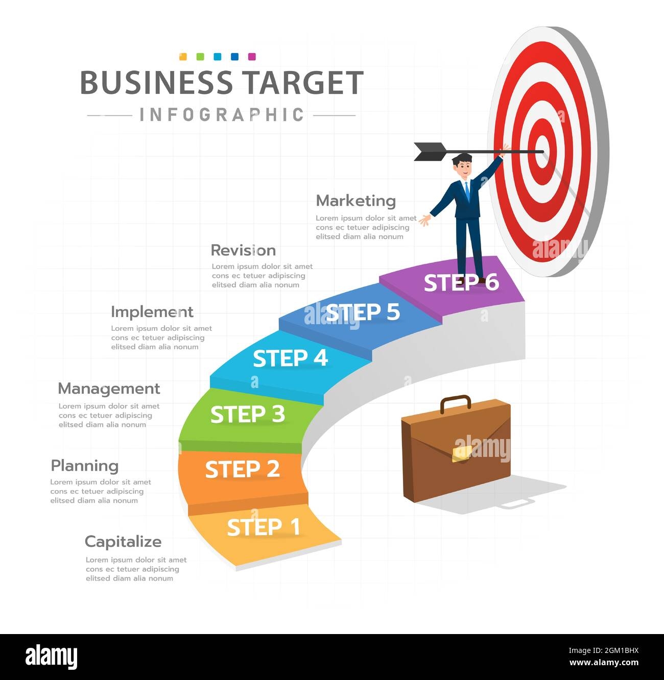 Infographic Template For Business 6 Steps Modern Target Diagram 