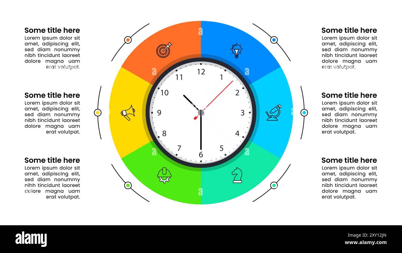 Infographic Template With Icons And 6 Options Or Steps Clock Can Be Used For Workflow Layout Diagram Banner Webdesign Vector Illustration Stock Vector Image U0026 Art Alamy