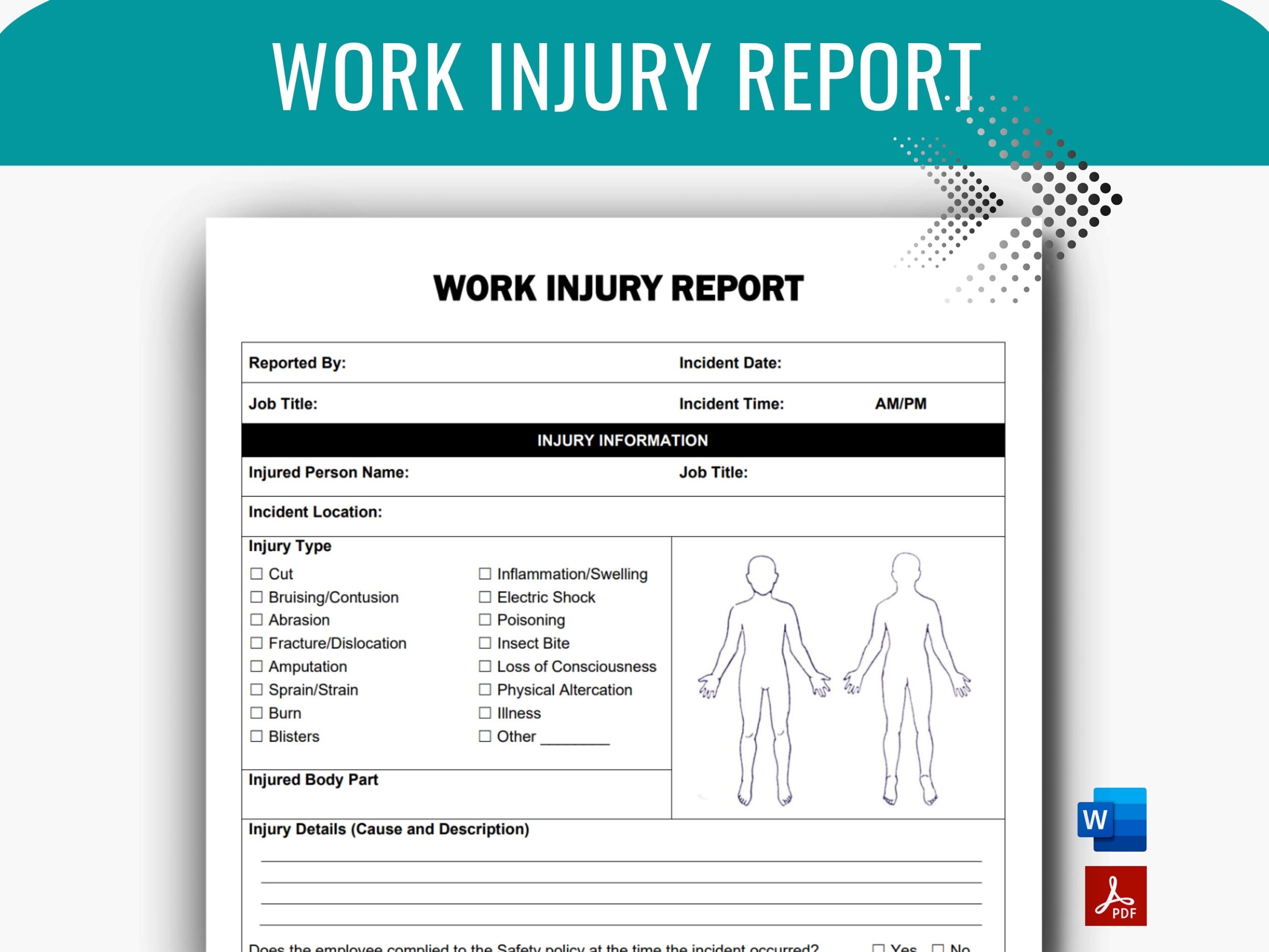 Injury Report Work Accident Report Incident Report Employee 