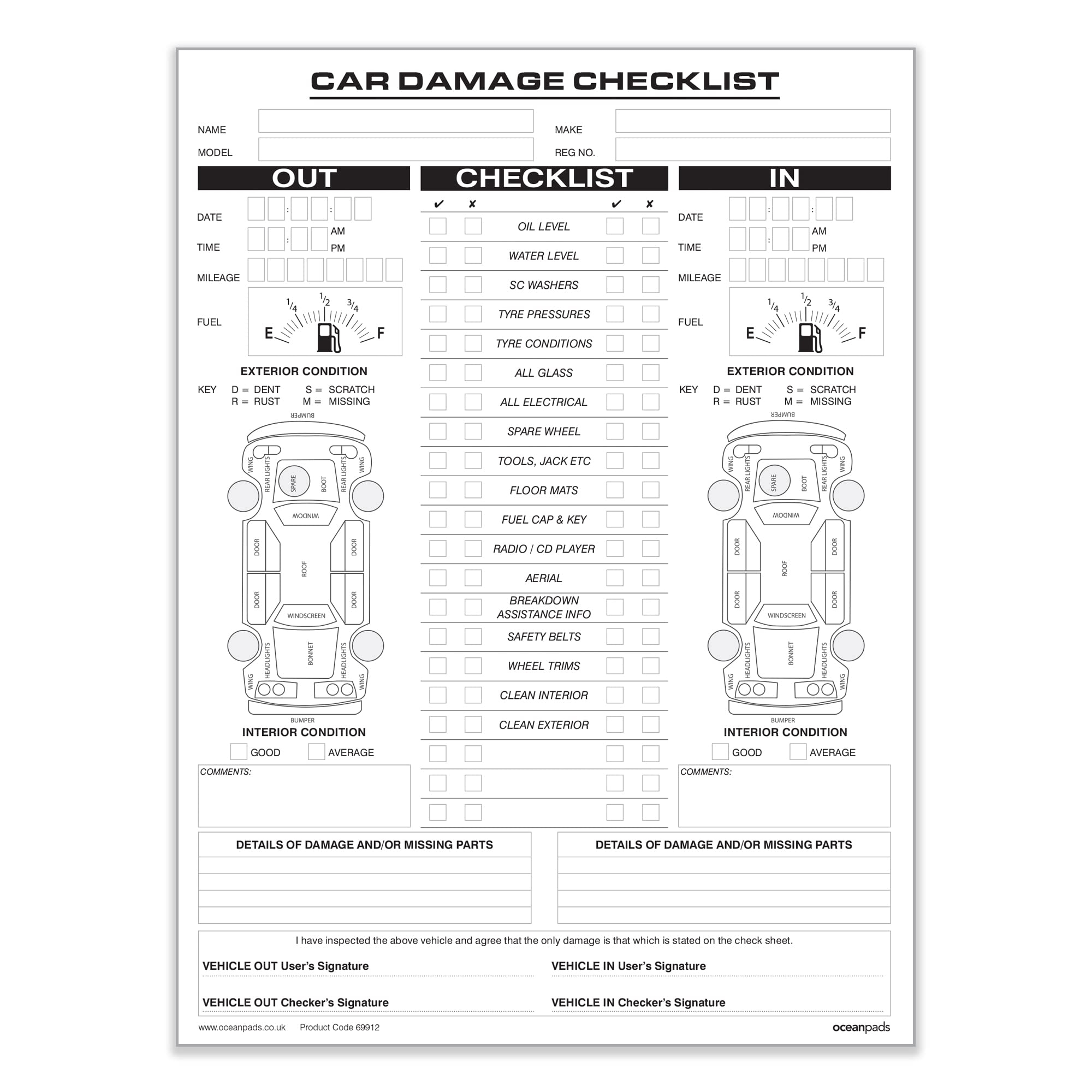 Car Damage Diagram Template