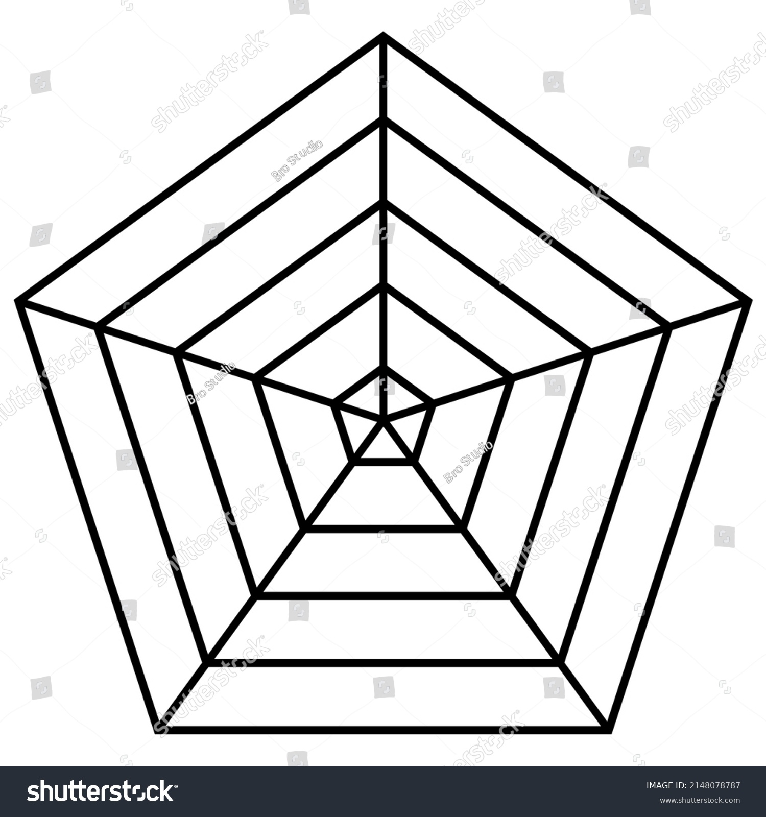 Pentagonal Radar Template Spider Mesh Chart Stock Vector Royalty 