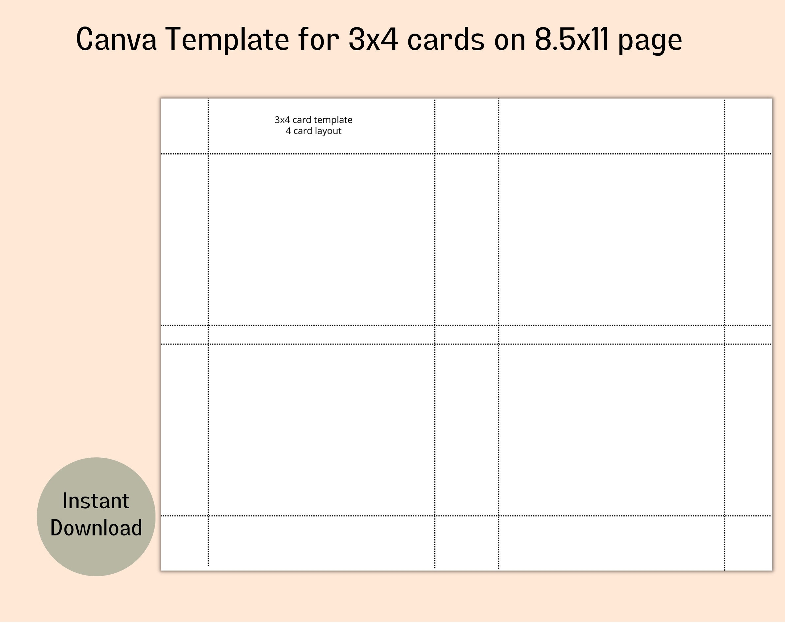 Printable Canva Template For 3x4 Cards Index Card Template Jot Card Template Printable 3x4 Card Instant Download Digital Download Etsy