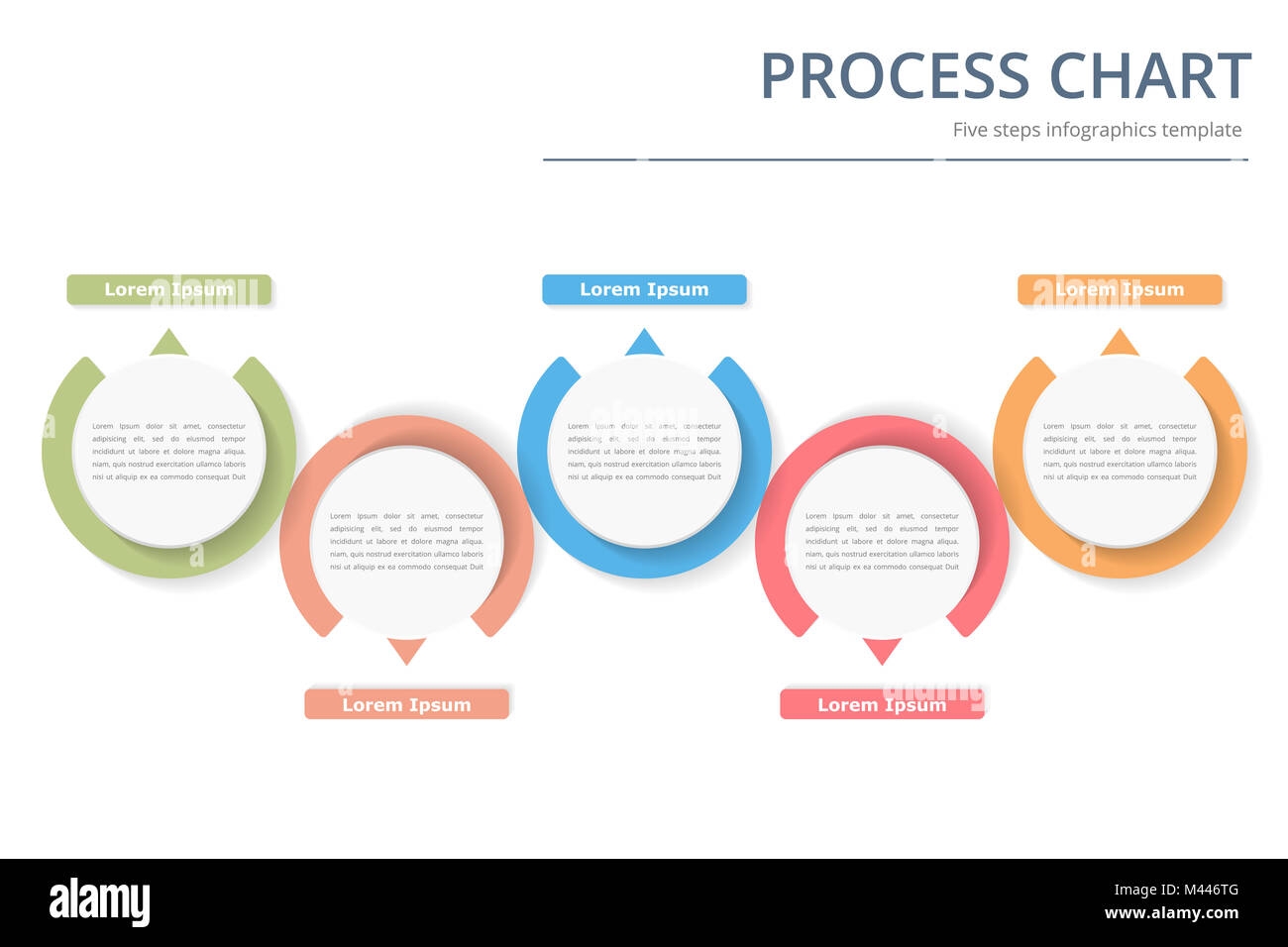 Process Diagram Template With Circles Flowchart Or Workflow With Five Elements Steps Or Options Business Infographics Vector Eps10 Illustration Stock Photo Alamy