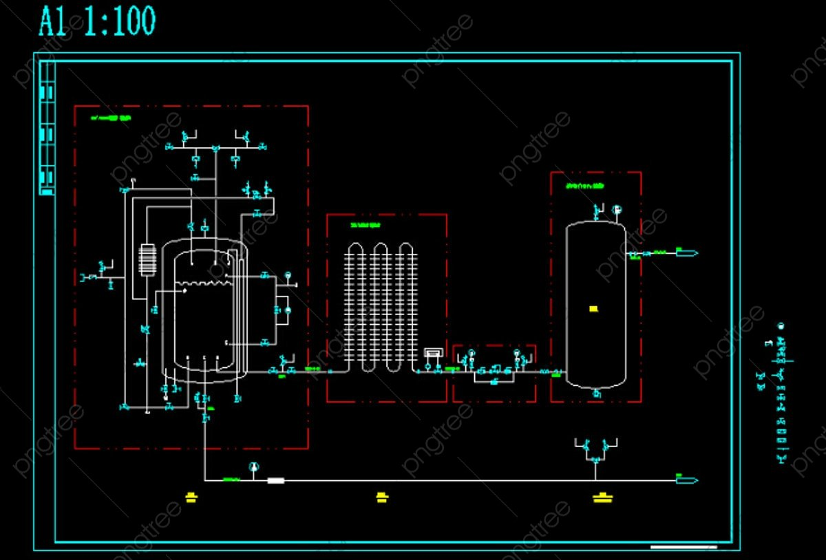Process Flow Chart Cad Drawing Of Liquid Nitrogen With Control 