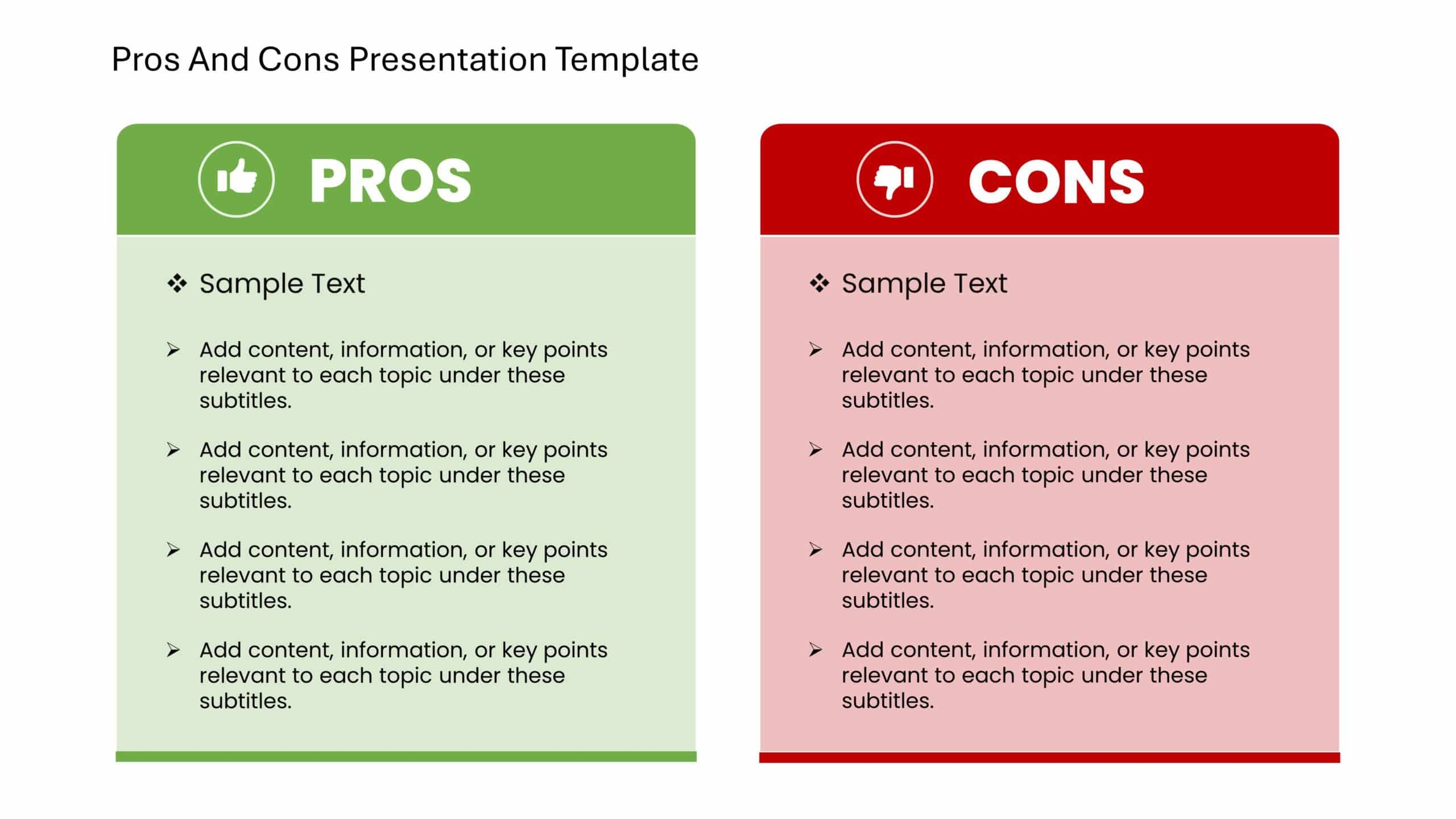 Pros And Cons Presentation Template