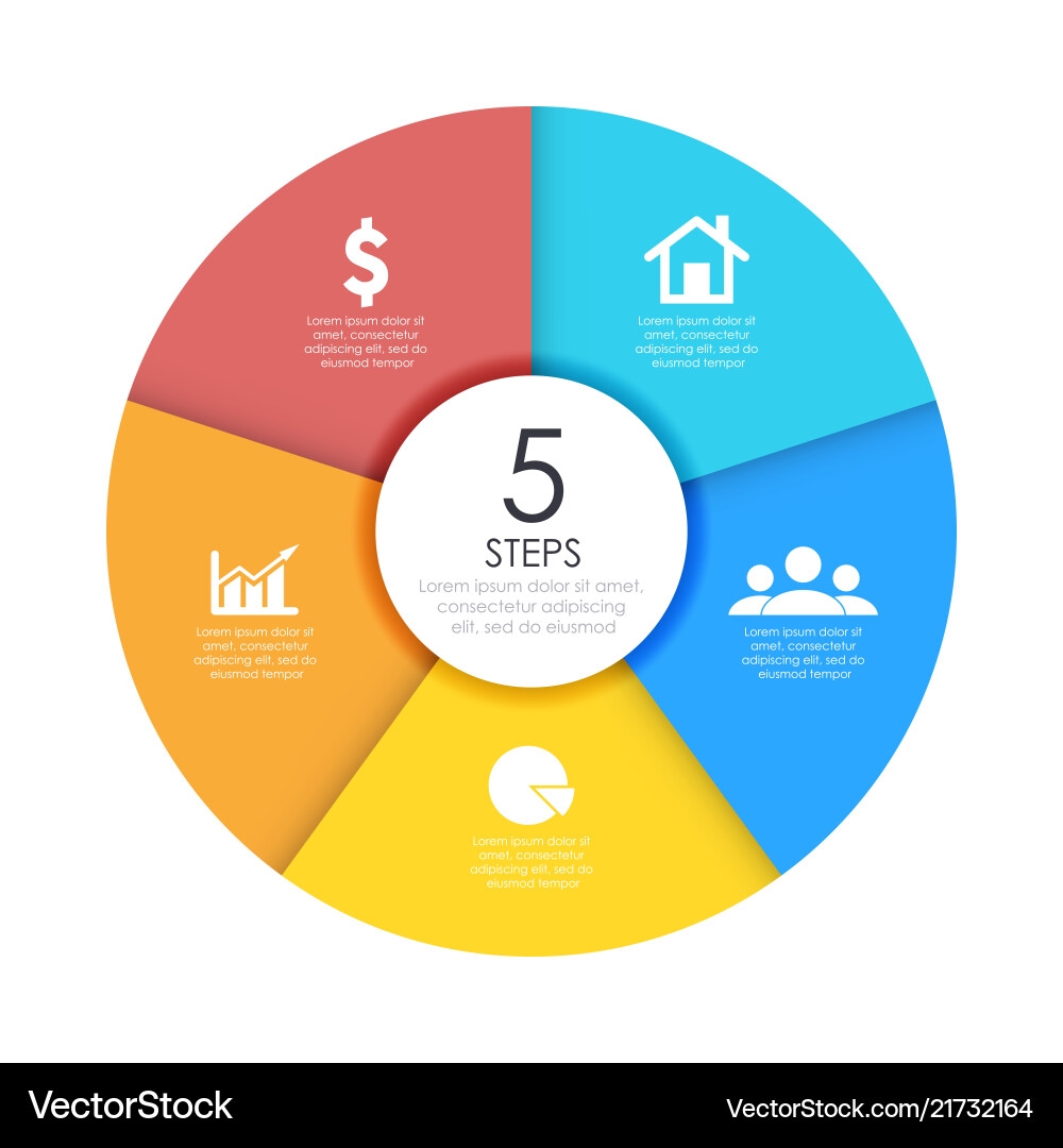 Round Infographic Diagram Circles Of 5 Elements Vector Image