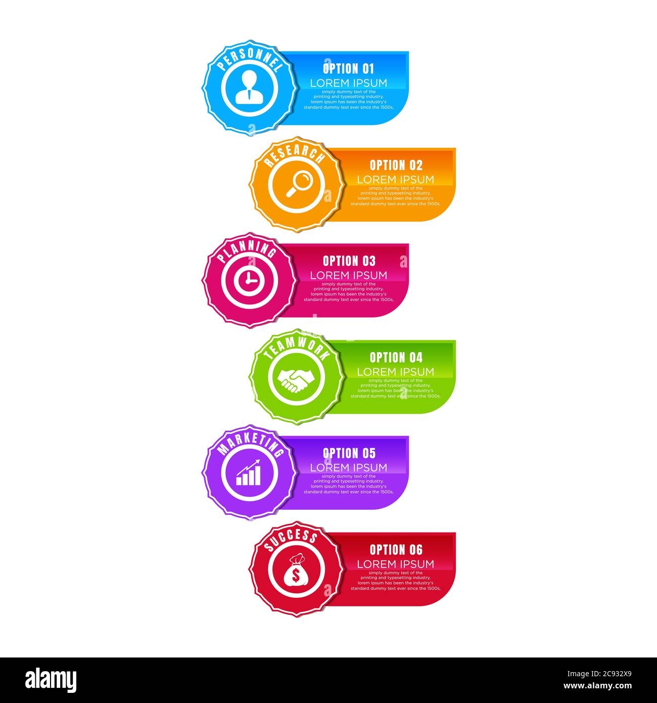 Six Steps Process Chart Slide Template Business Data Flow 