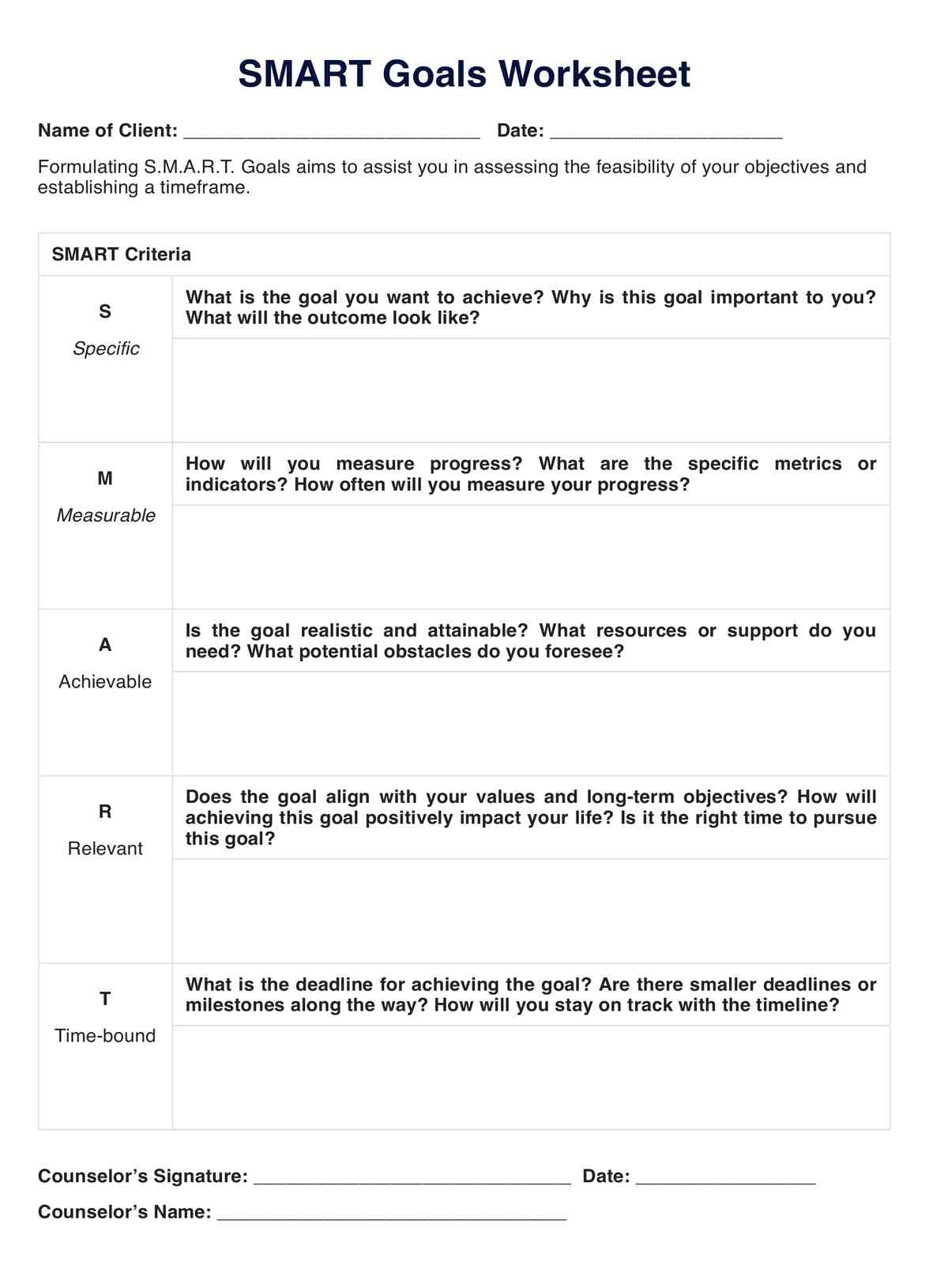 Smart Goal Tree Diagram Template