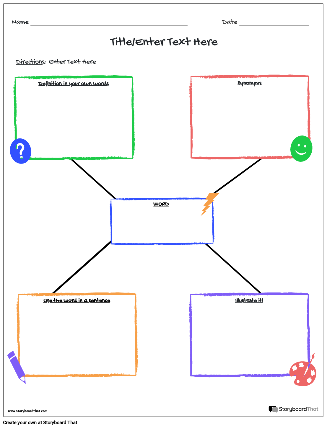 Storyboard That Free Vocabulary Worksheet Templates