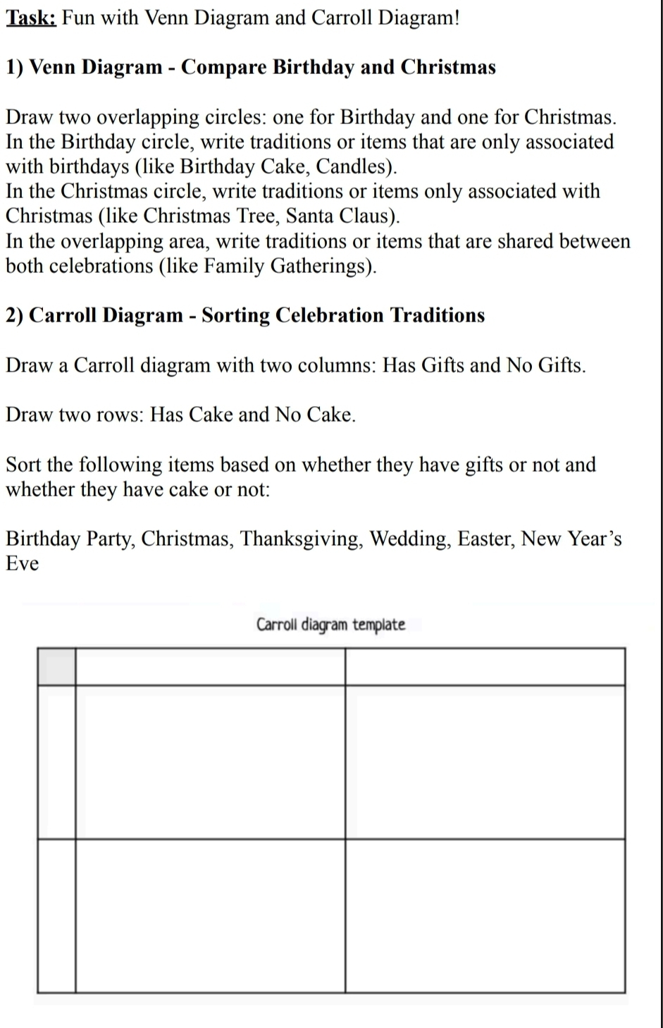 Task Fun With Venn Diagram And Carroll StudyX