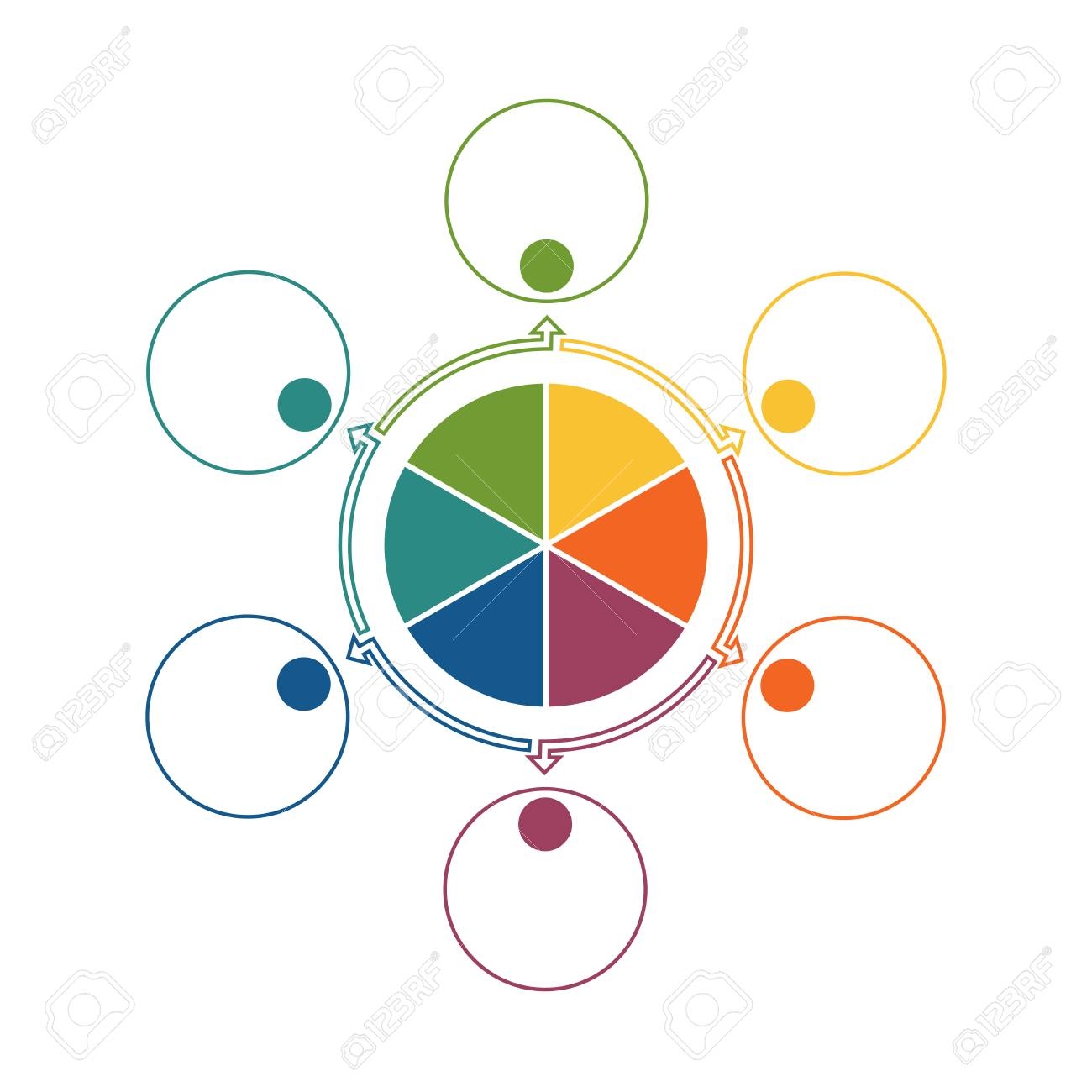 Template Infograpchics Diagram 6 Cyclic Processes Step By Step
