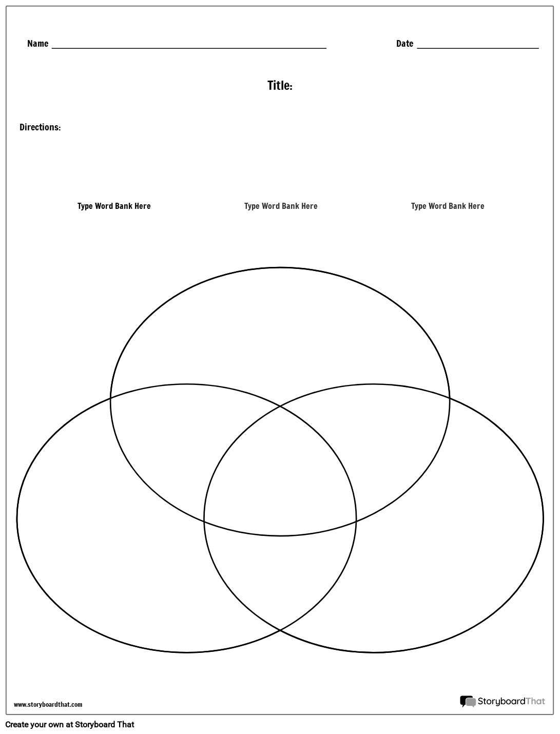 Three Circle Venn Diagram Worksheet Storyboard